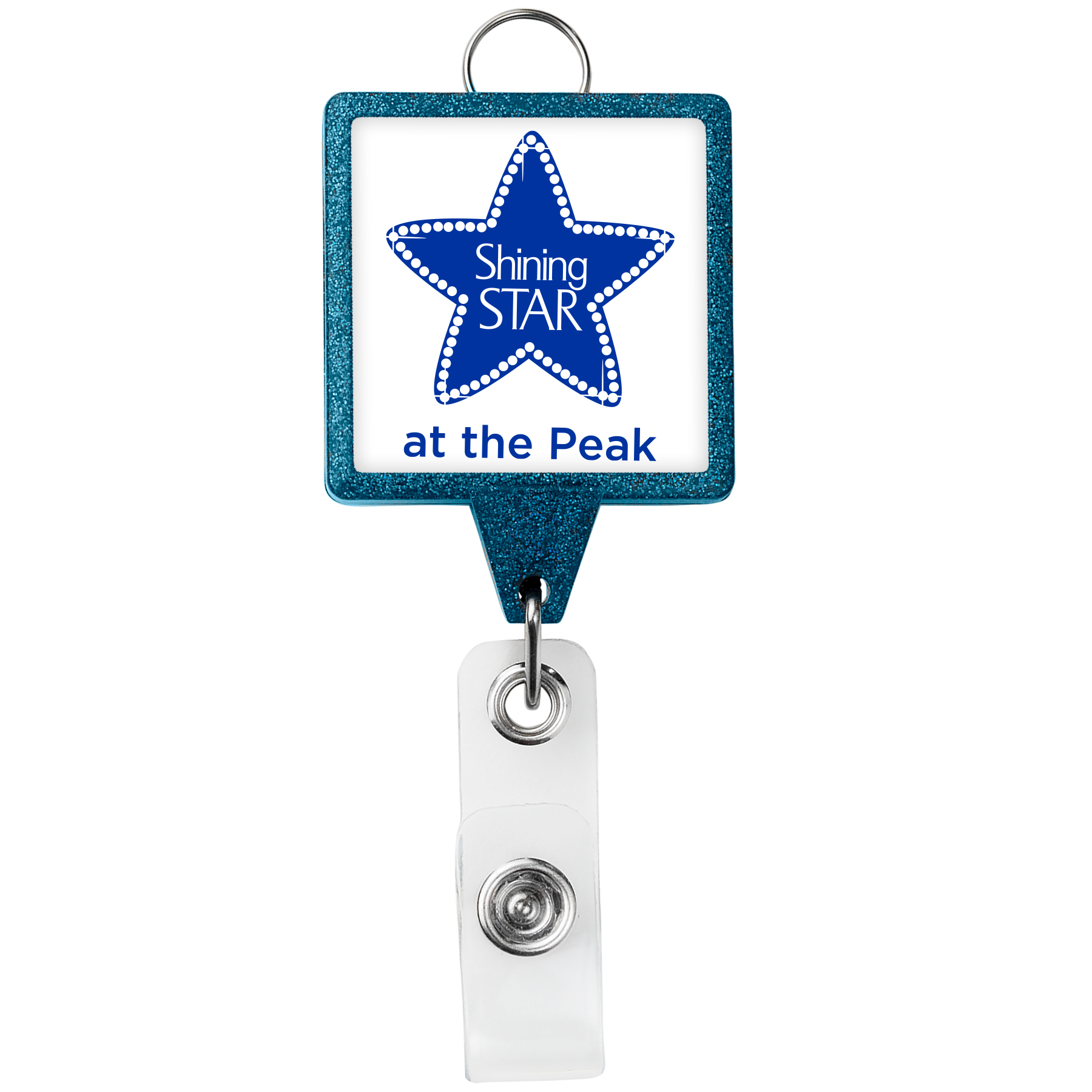 Picture of JUMBO Square Glitter Retractable Badge Reel w/lanyard attachment
