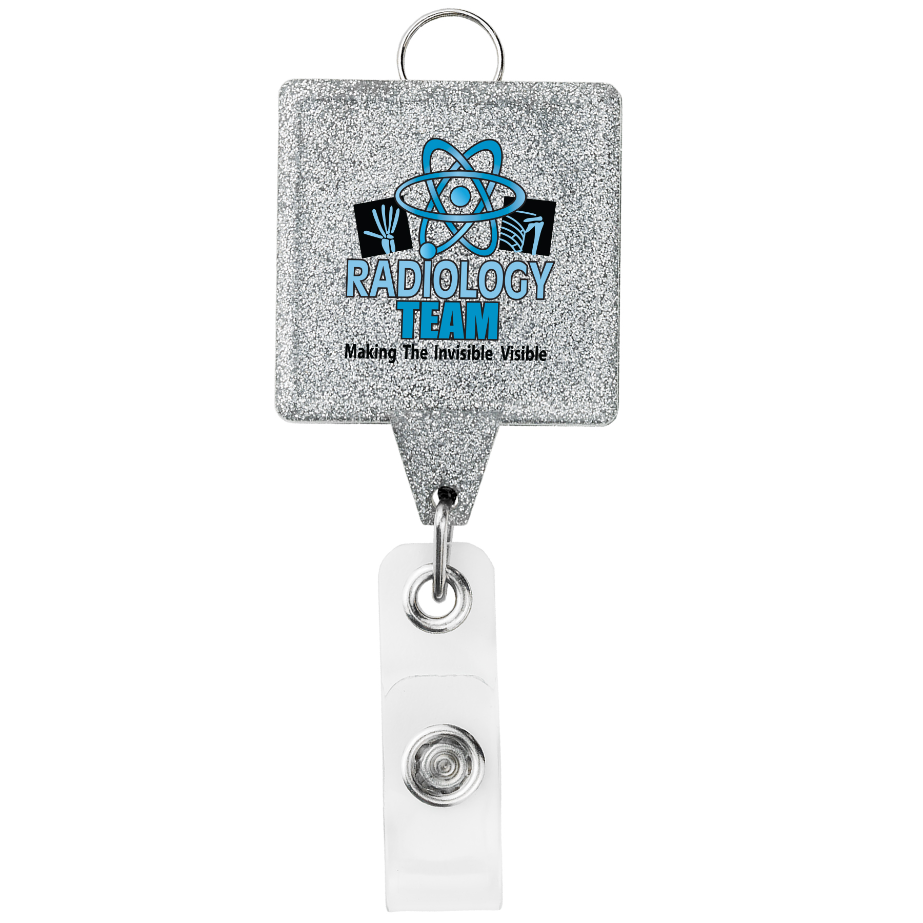 Picture of JUMBO Square Glitter Retractable Badge Reel w/lanyard attachment
