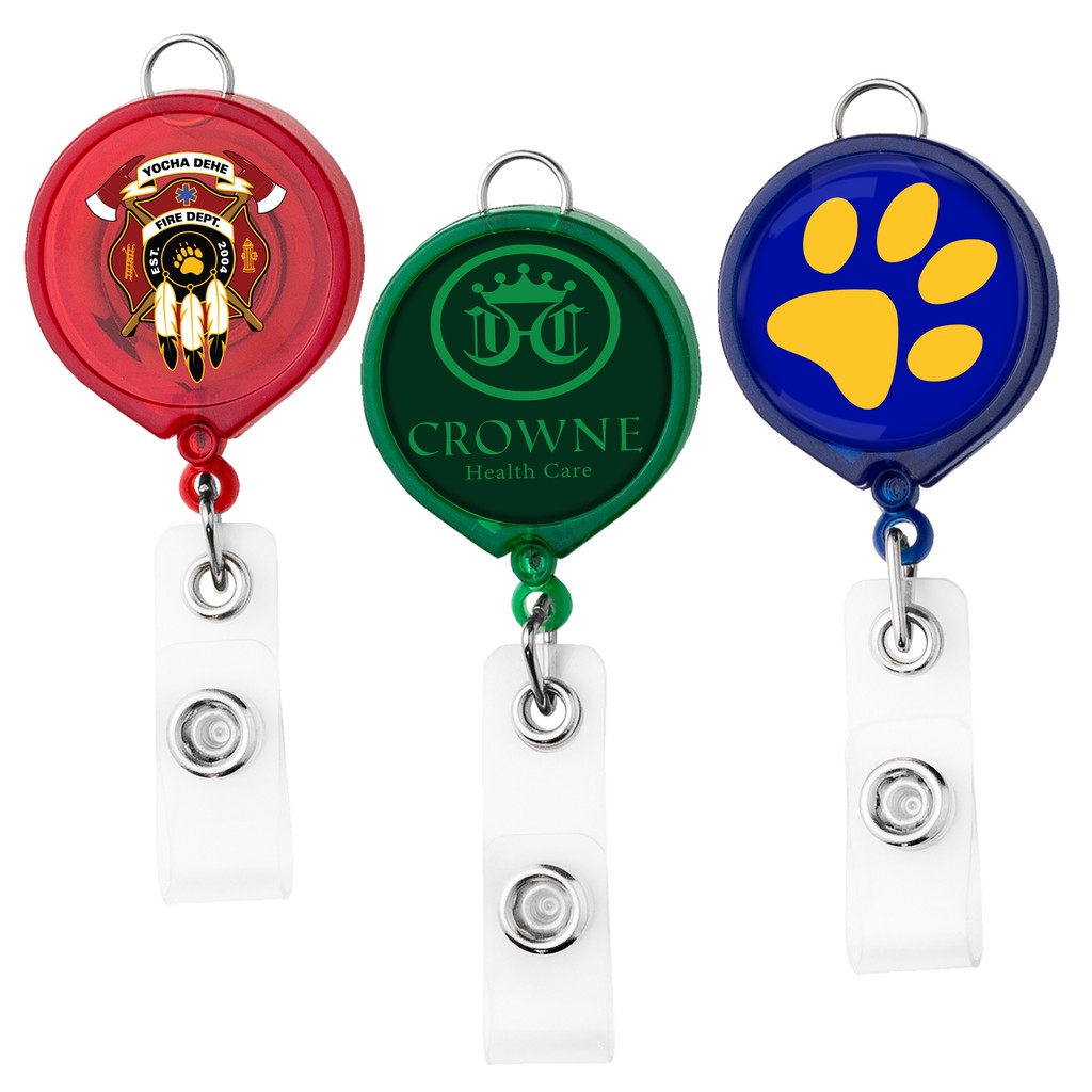 Picture of Large Face Retractable Badge Reel w/lanyard attachment - Translucent