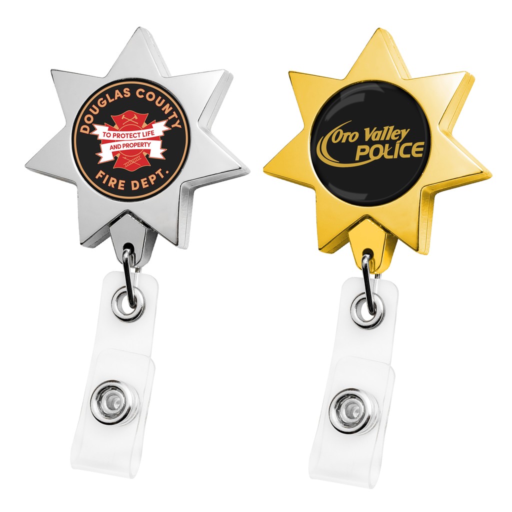 Picture of Metallic Finish 7 Point Star Retractable Badge Reel