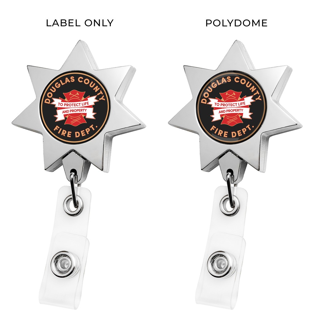 Picture of Metallic Finish 7 Point Star Retractable Badge Reel