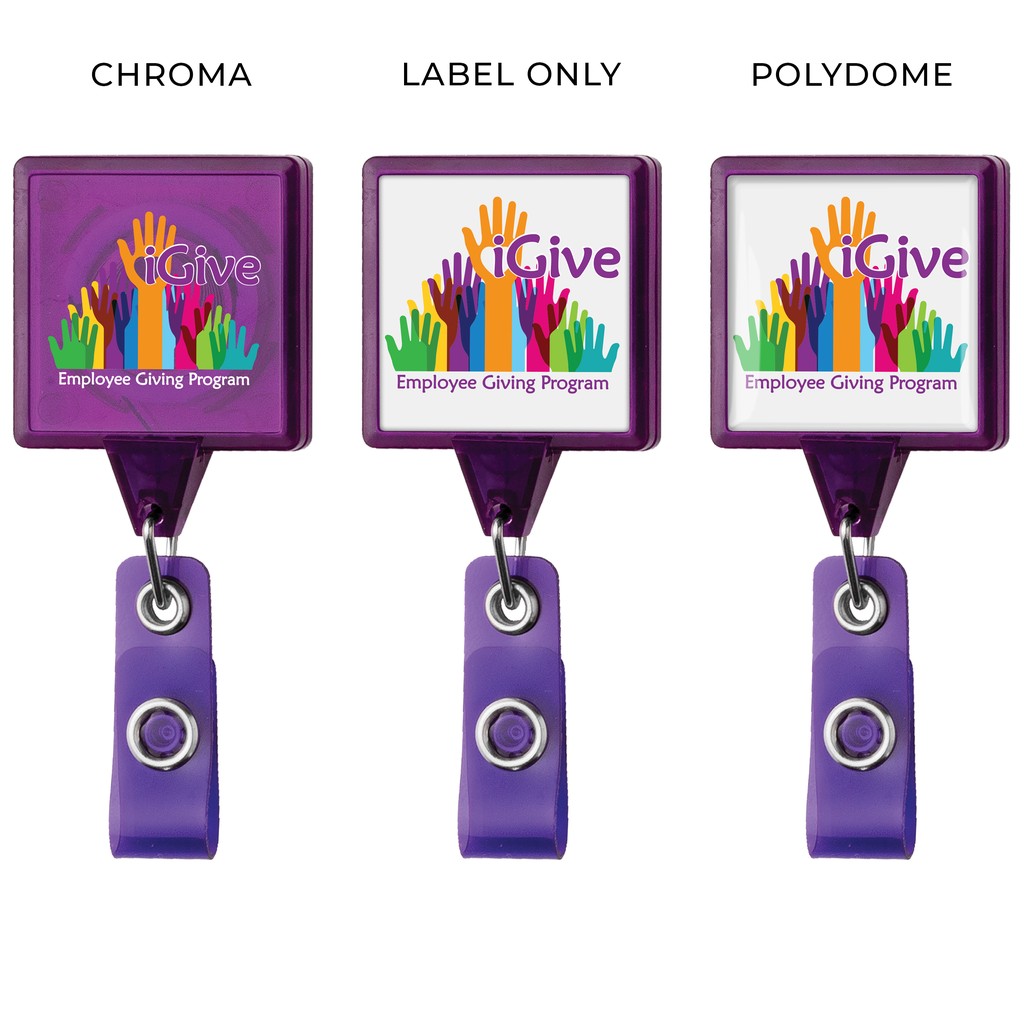 Picture of Jumbo Square Retractable Badge Reel, translucent color
