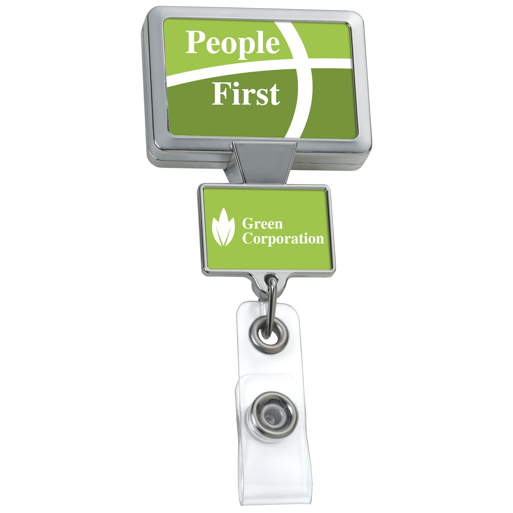 Picture of Chrome Double Up Rectangle Retractable Badge Reel