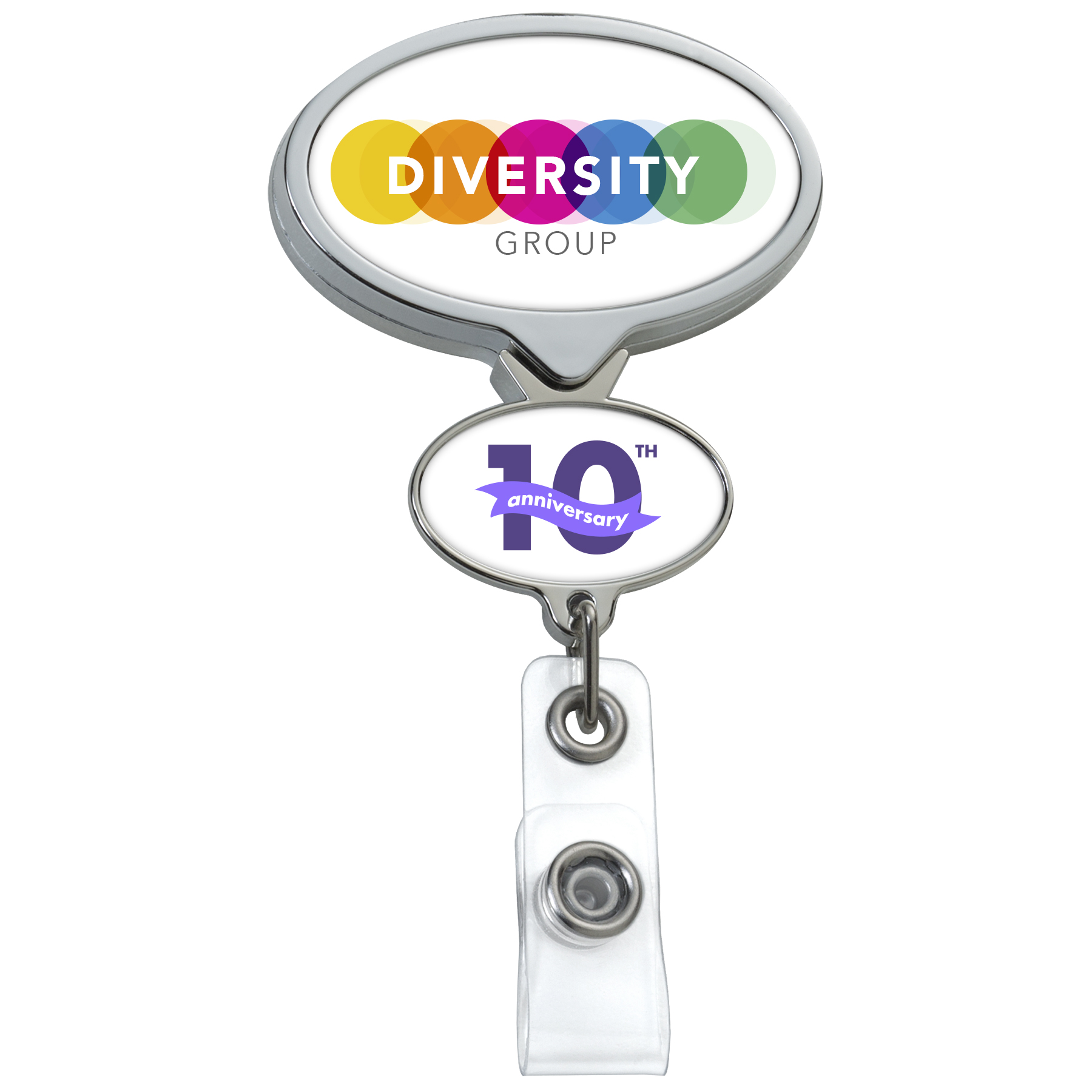 Picture of Chrome Double Up Oval Retractable Badge Reel