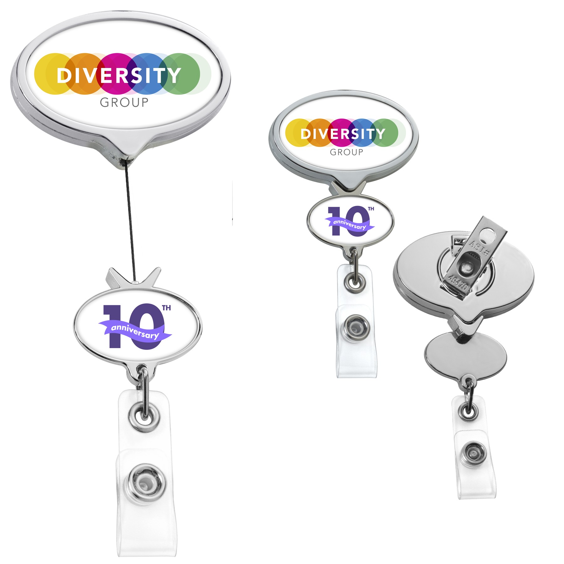 Picture of Chrome Double Up Oval Retractable Badge Reel