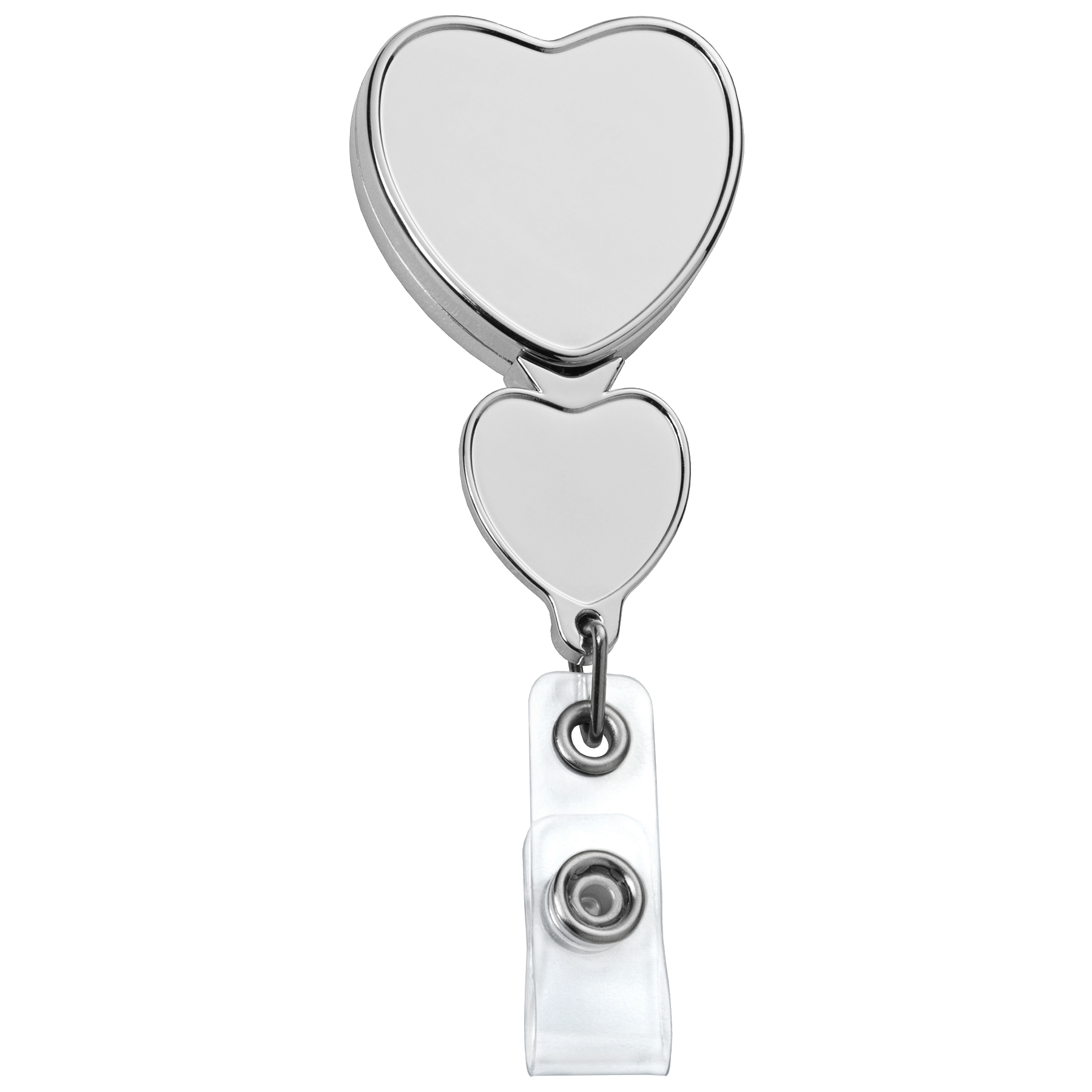Picture of Chrome Double Up Heart Retractable Badge Reel