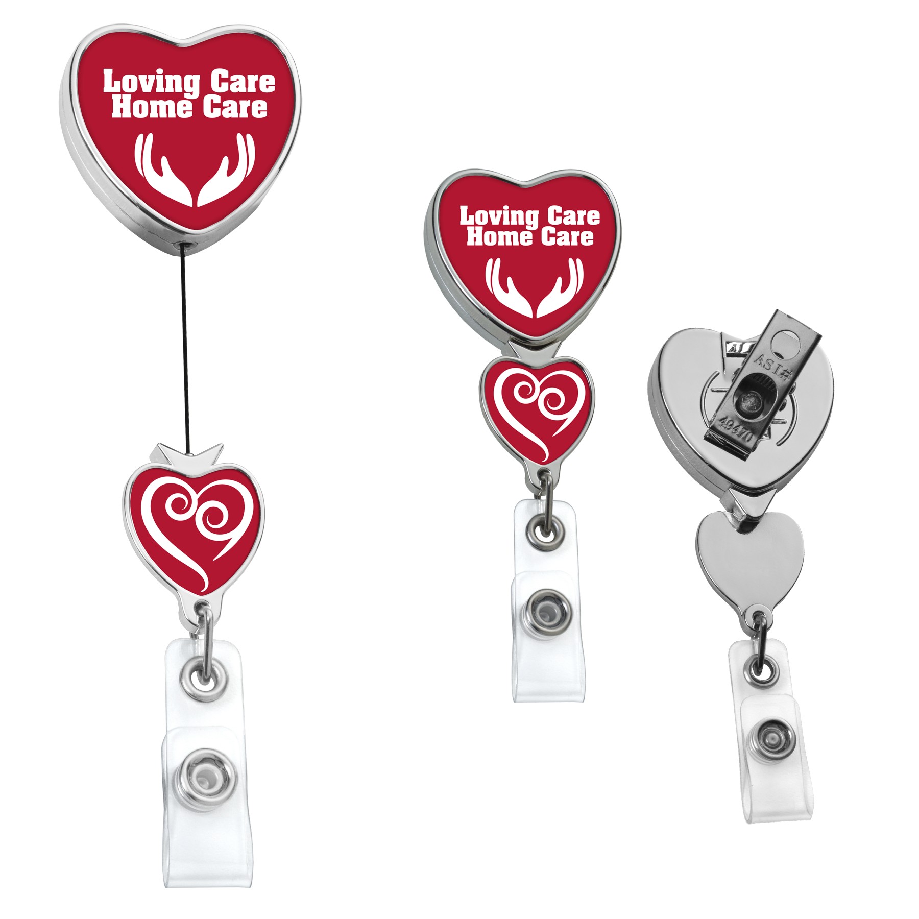 Picture of Chrome Double Up Heart Retractable Badge Reel