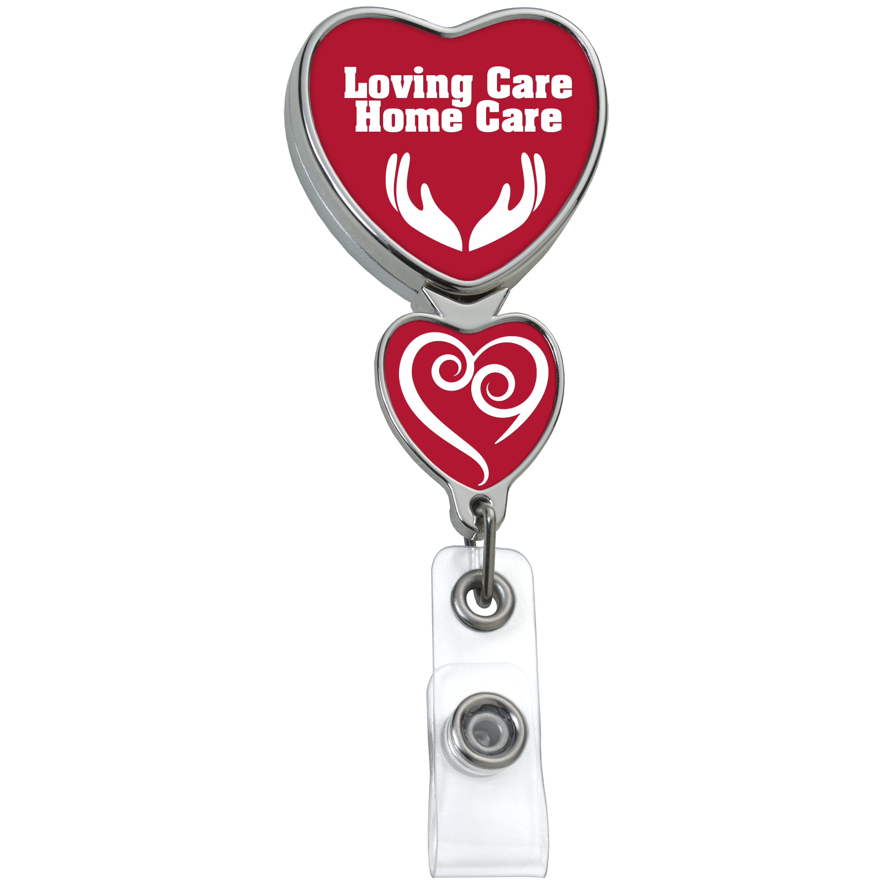 Picture of Chrome Double Up Heart Retractable Badge Reel