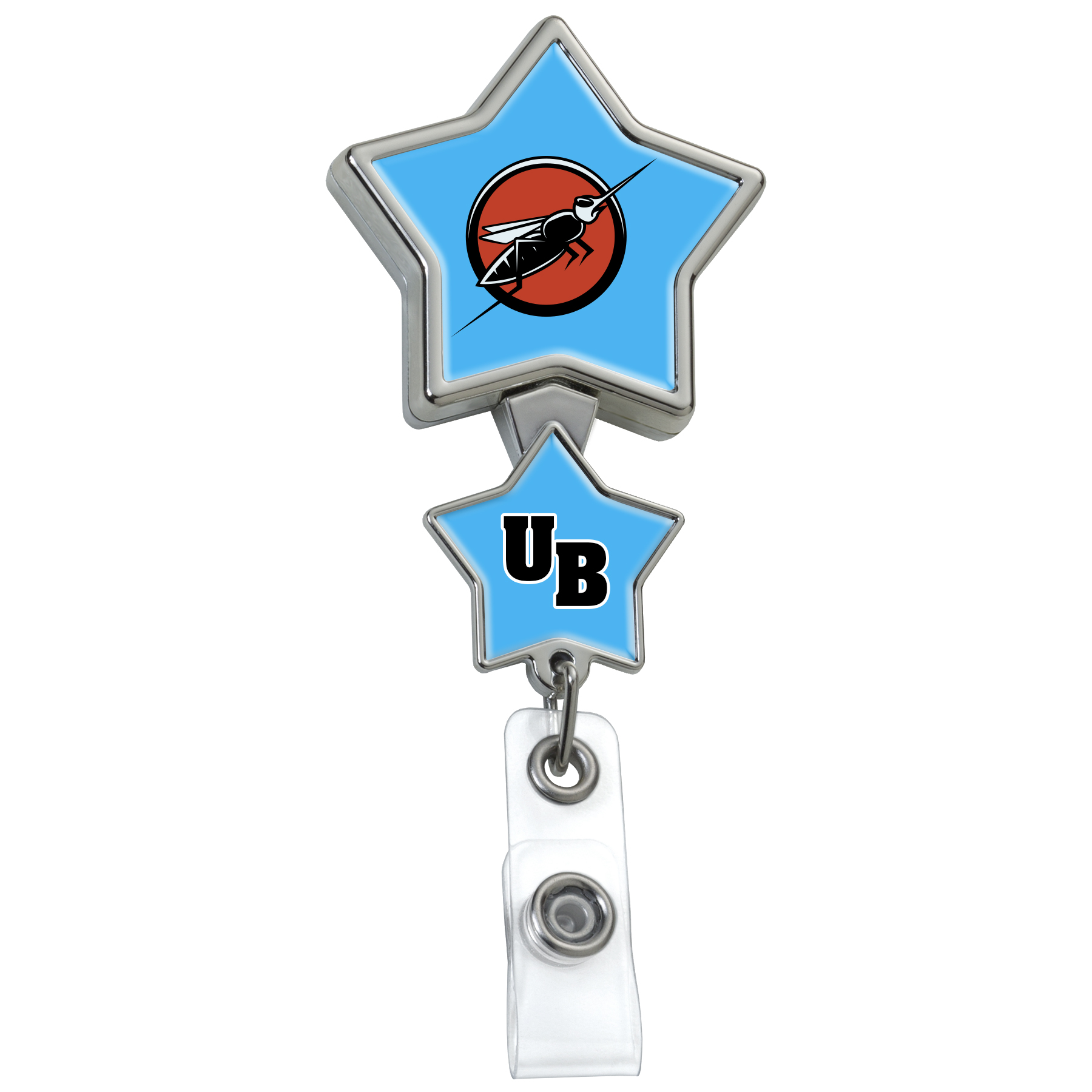 Picture of Chrome Double Up Star Retractable Badge Reel