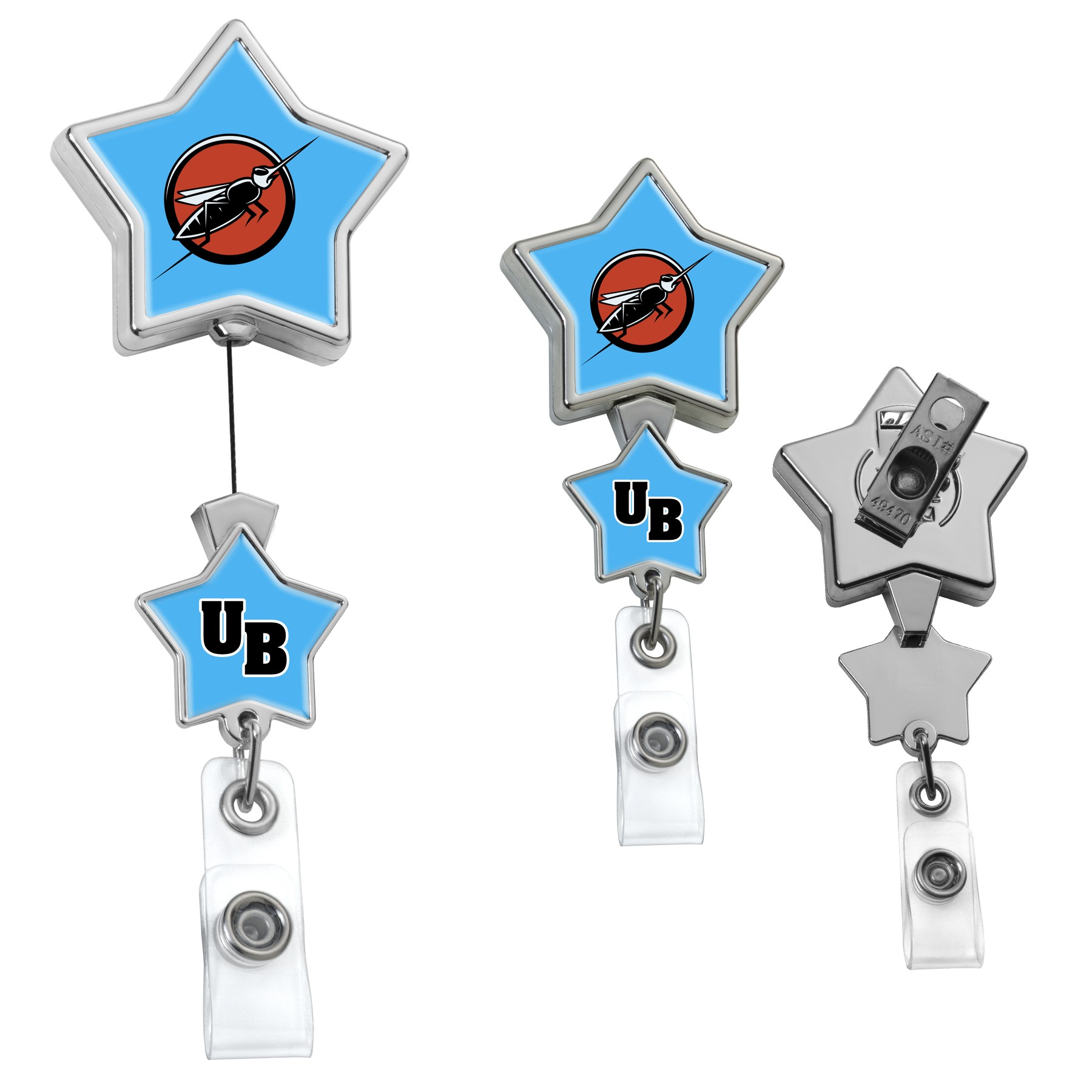 Picture of Chrome Double Up Star Retractable Badge Reel
