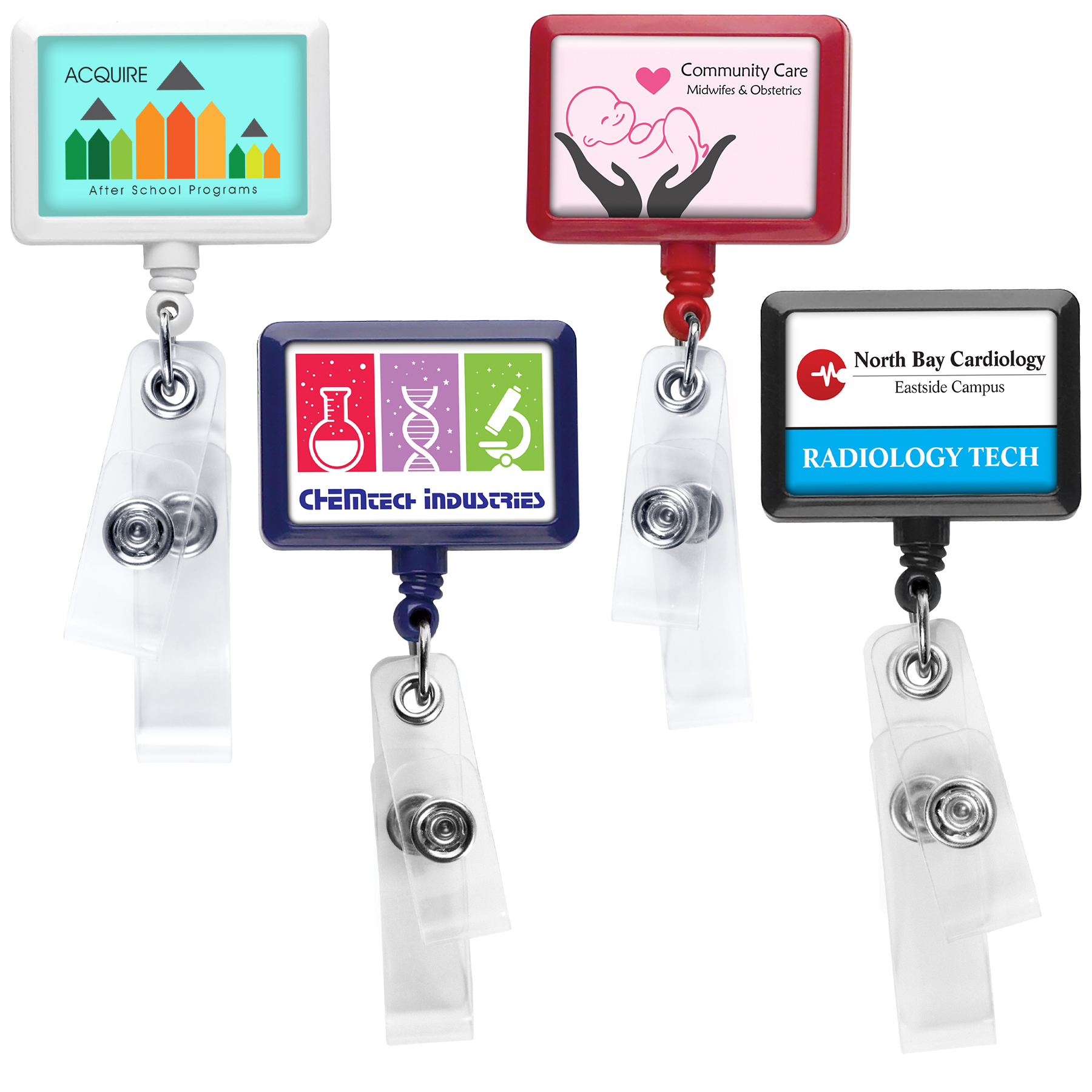 Picture of Anti-Microbial Rectangle 2 Strap Retractable Badge Reel