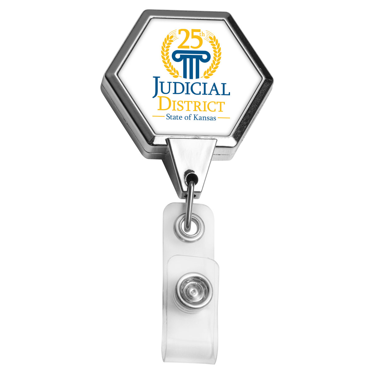 Picture of Chrome Jumbo Hexagon Retractable Badge Reel