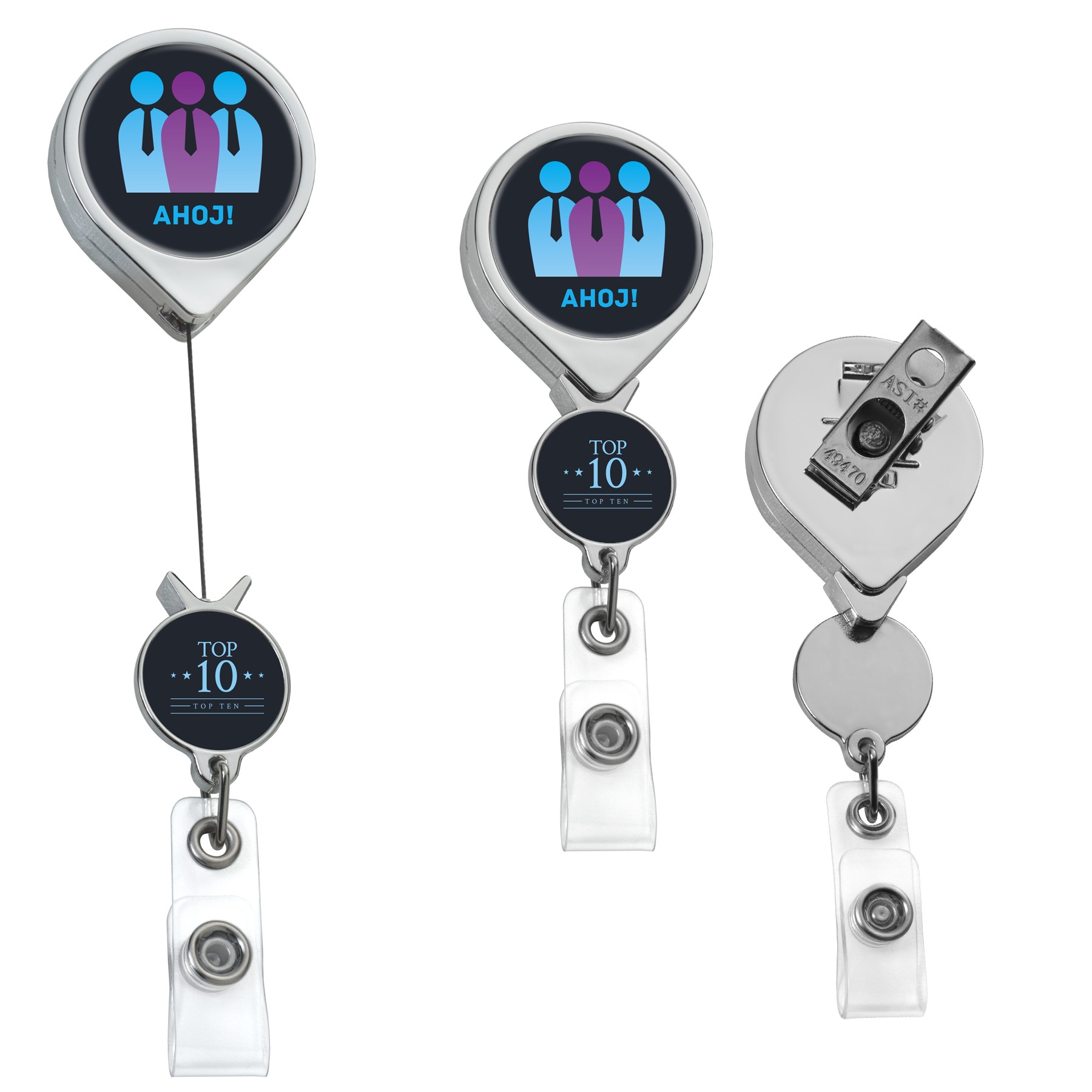 Picture of Chrome Double Up Round Retractable Badge Reel