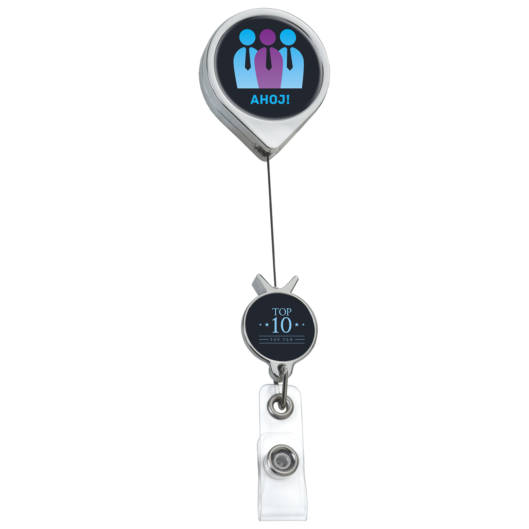 Picture of Chrome Double Up Round Retractable Badge Reel