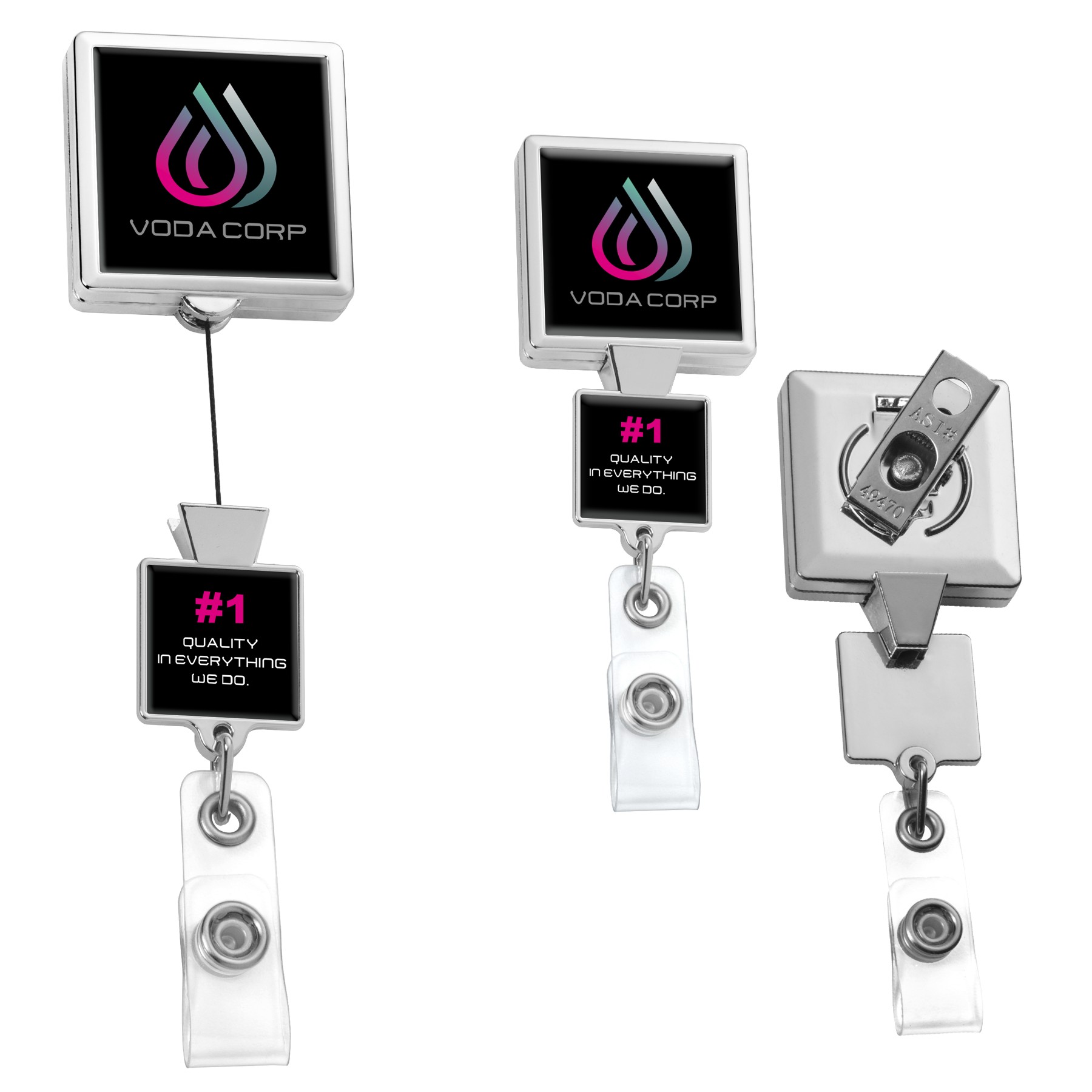 Picture of Chrome Double Up Square Retractable Badge Reel
