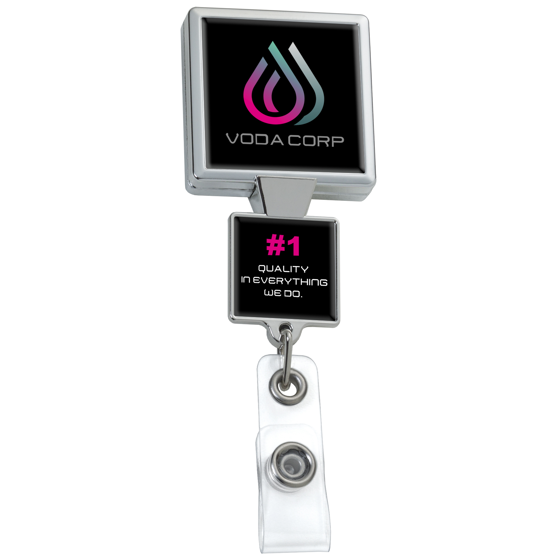 Picture of Chrome Double Up Square Retractable Badge Reel