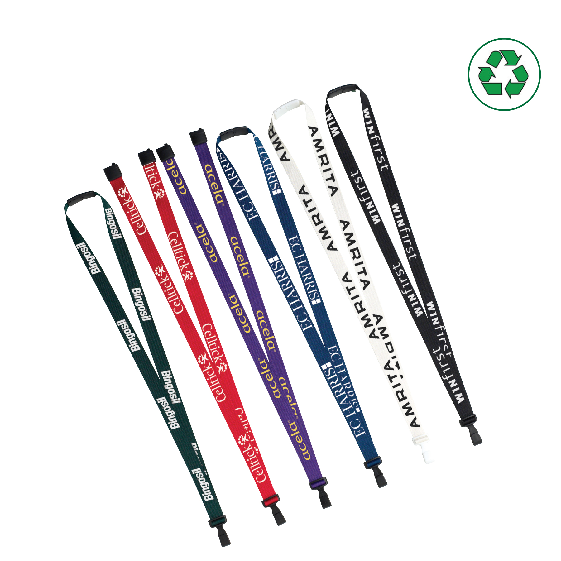 Picture of 3/8" - 5/8" P.E.T. Recycled Screen Printed Lanyards