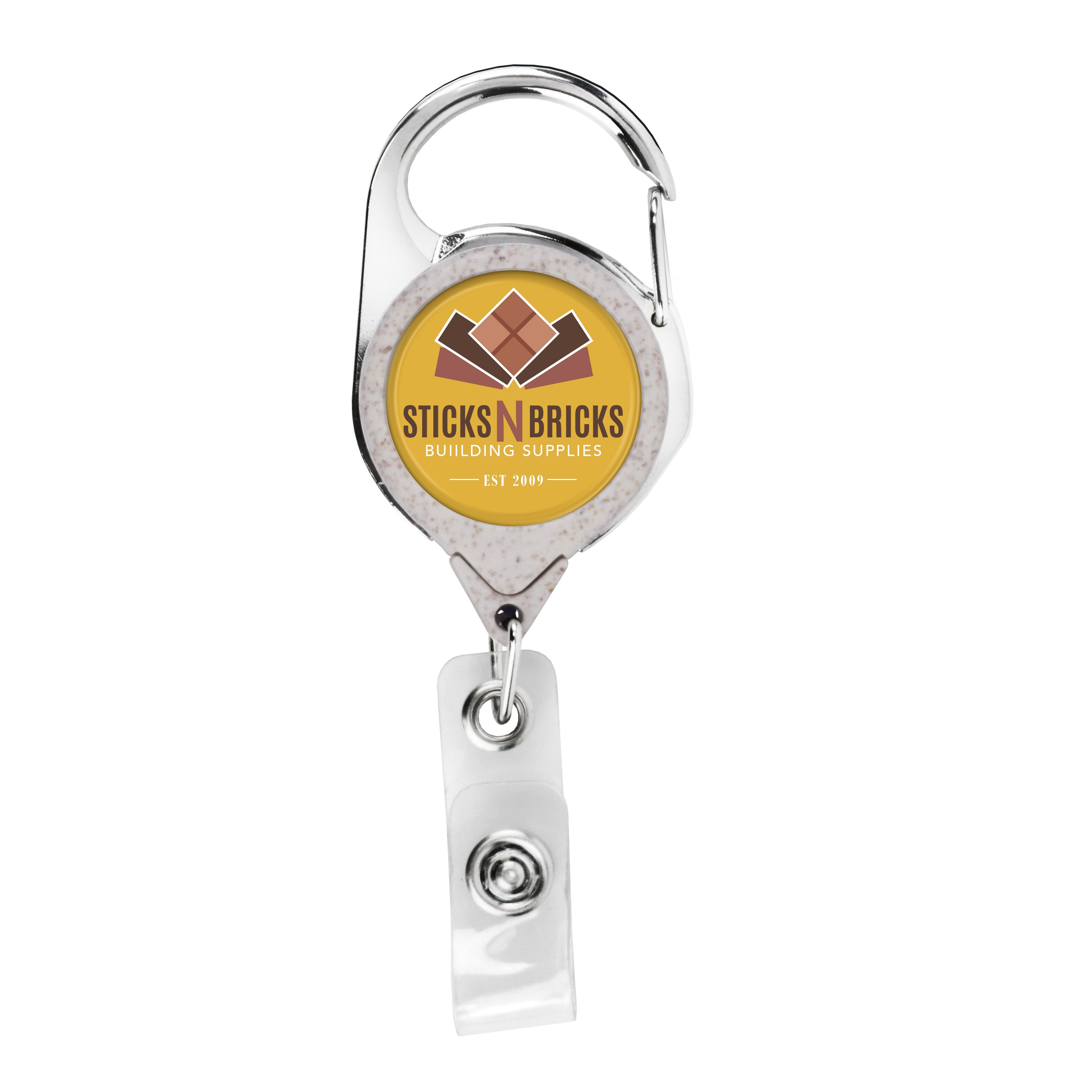 Picture of Wheat Straw Carabiner Retractable Badge Reel w/belt clip