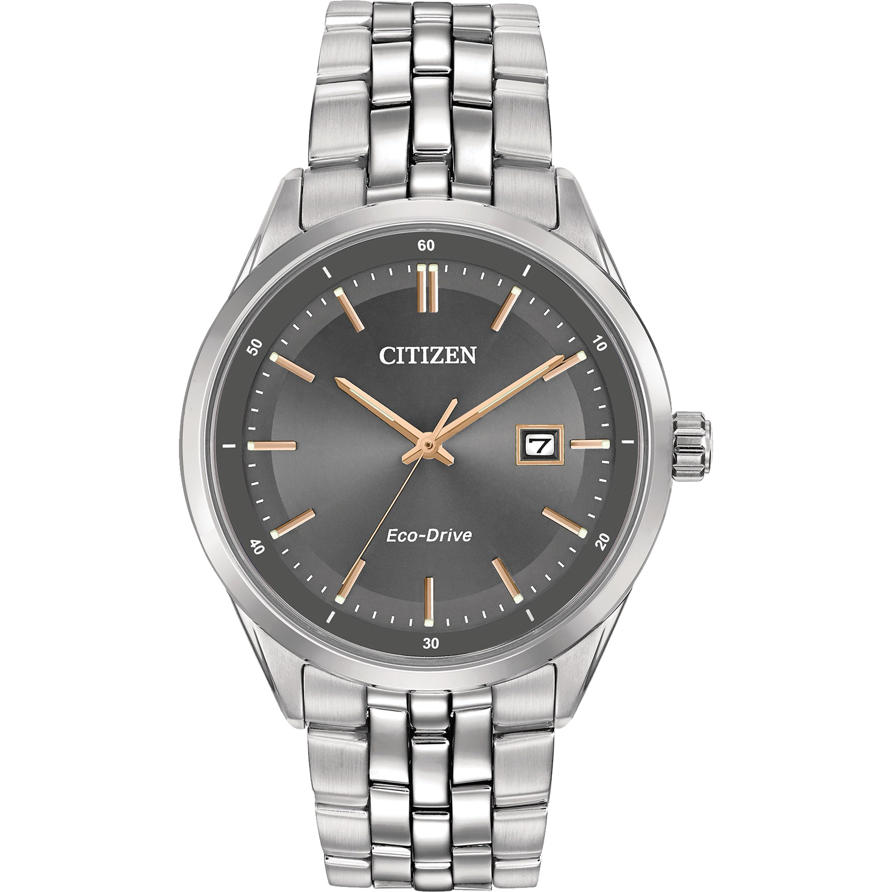 Picture of Citizen Men's Corso Eco-Drive Watch, SS with Rose Gold-tone Accents and Grey Dial