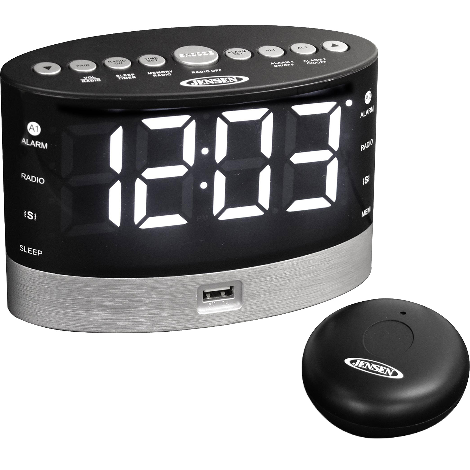 Picture of Jensen AM/FM Dual Alarm Clock Radio with Wireless Under Pillow Vibrator