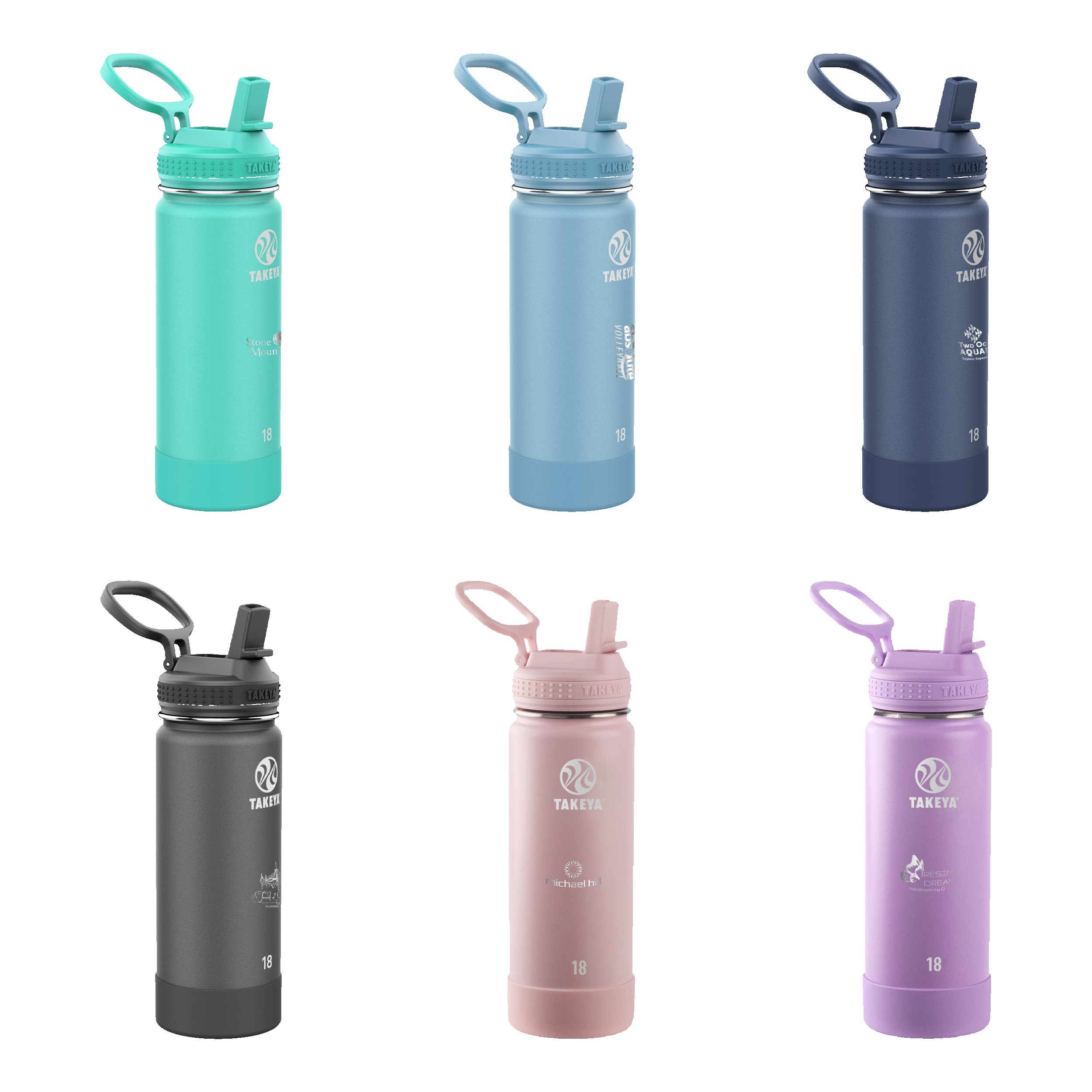 Picture of Takeya® 18 Oz. Sstandard Water Bottle w/Actives Straw Lid™ (Laser)