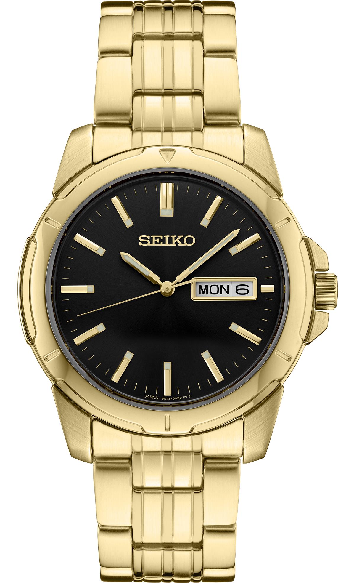 Picture of Seiko Men's Gold Tone Watch w/Black Round Dial