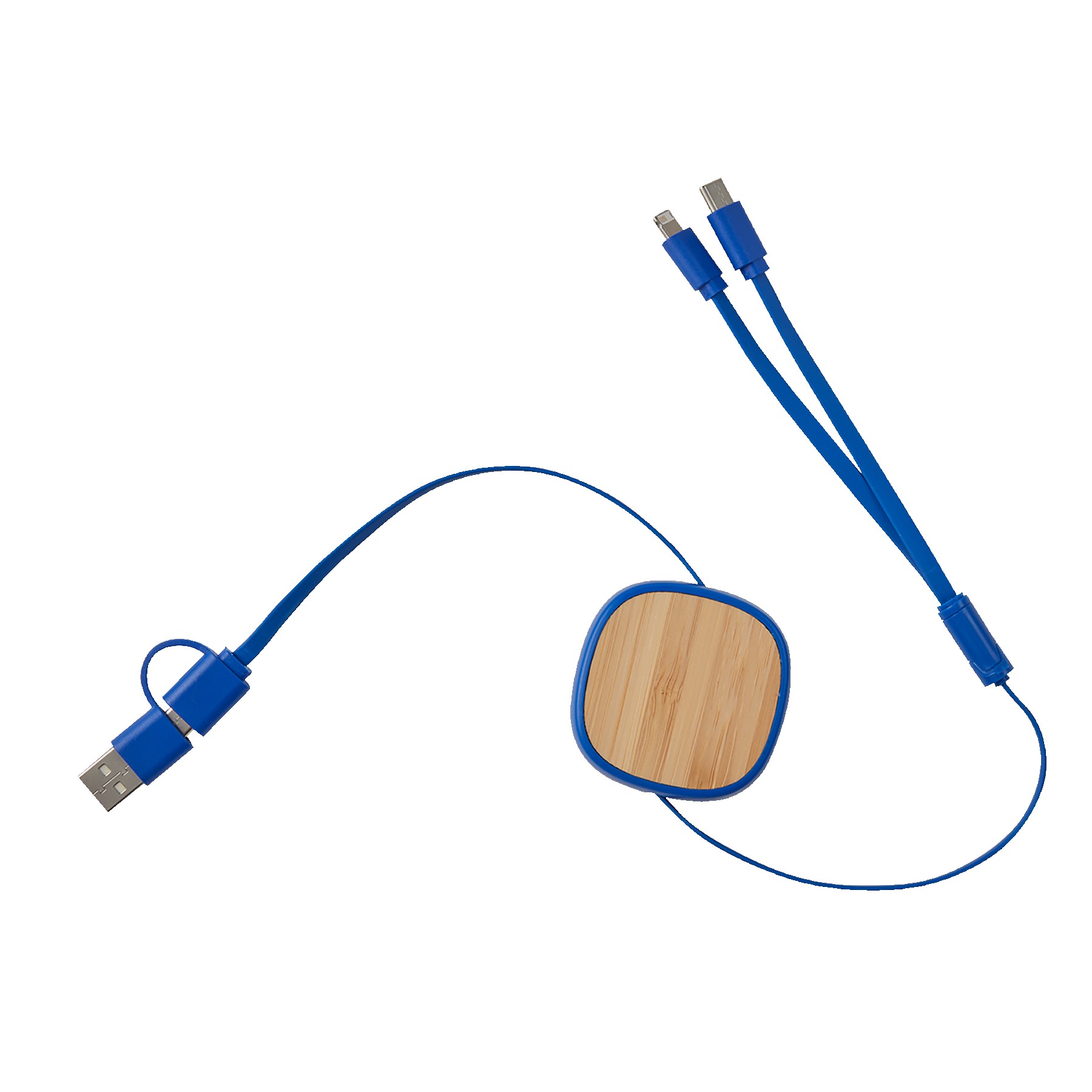 Picture of Dual Input 3-IN-1 Bamboo Retractable Cable