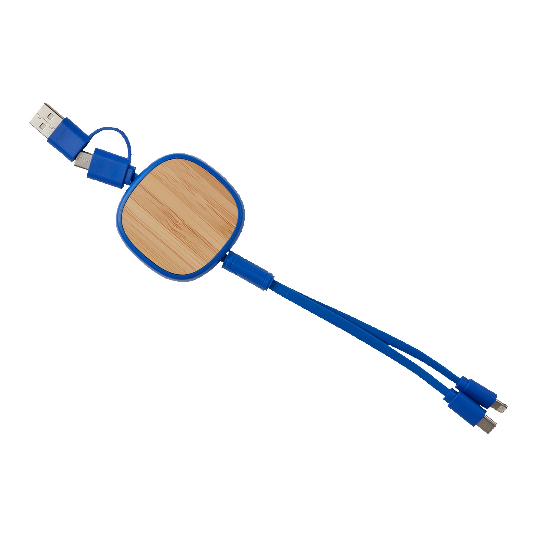 Picture of Dual Input 3-IN-1 Bamboo Retractable Cable