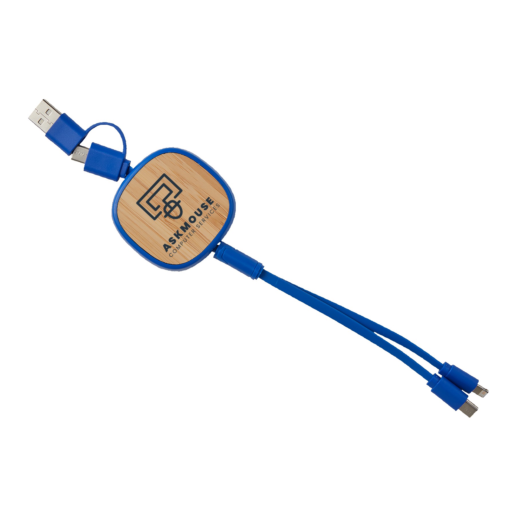 Picture of Dual Input 3-IN-1 Bamboo Retractable Cable
