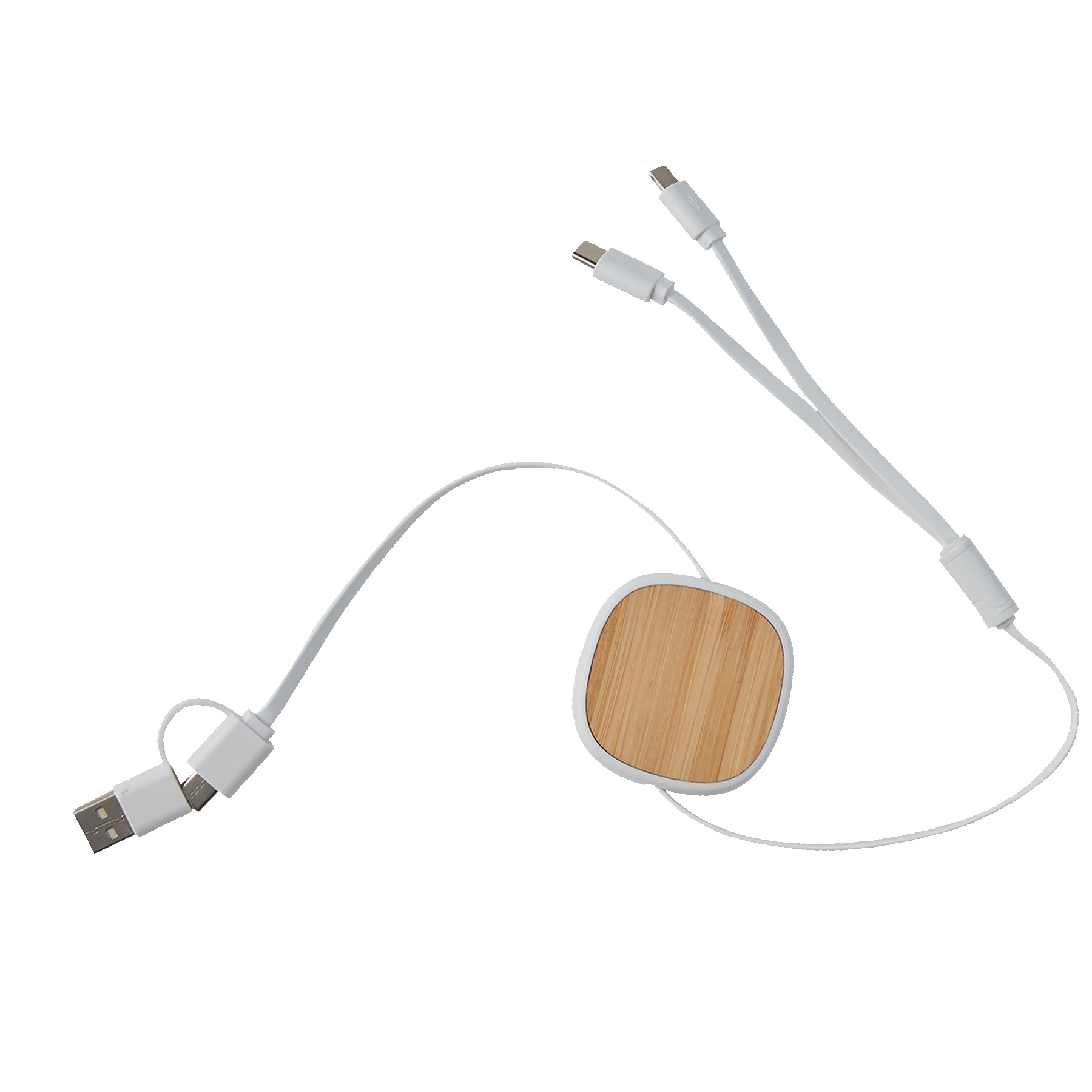 Picture of Dual Input 3-IN-1 Bamboo Retractable Cable