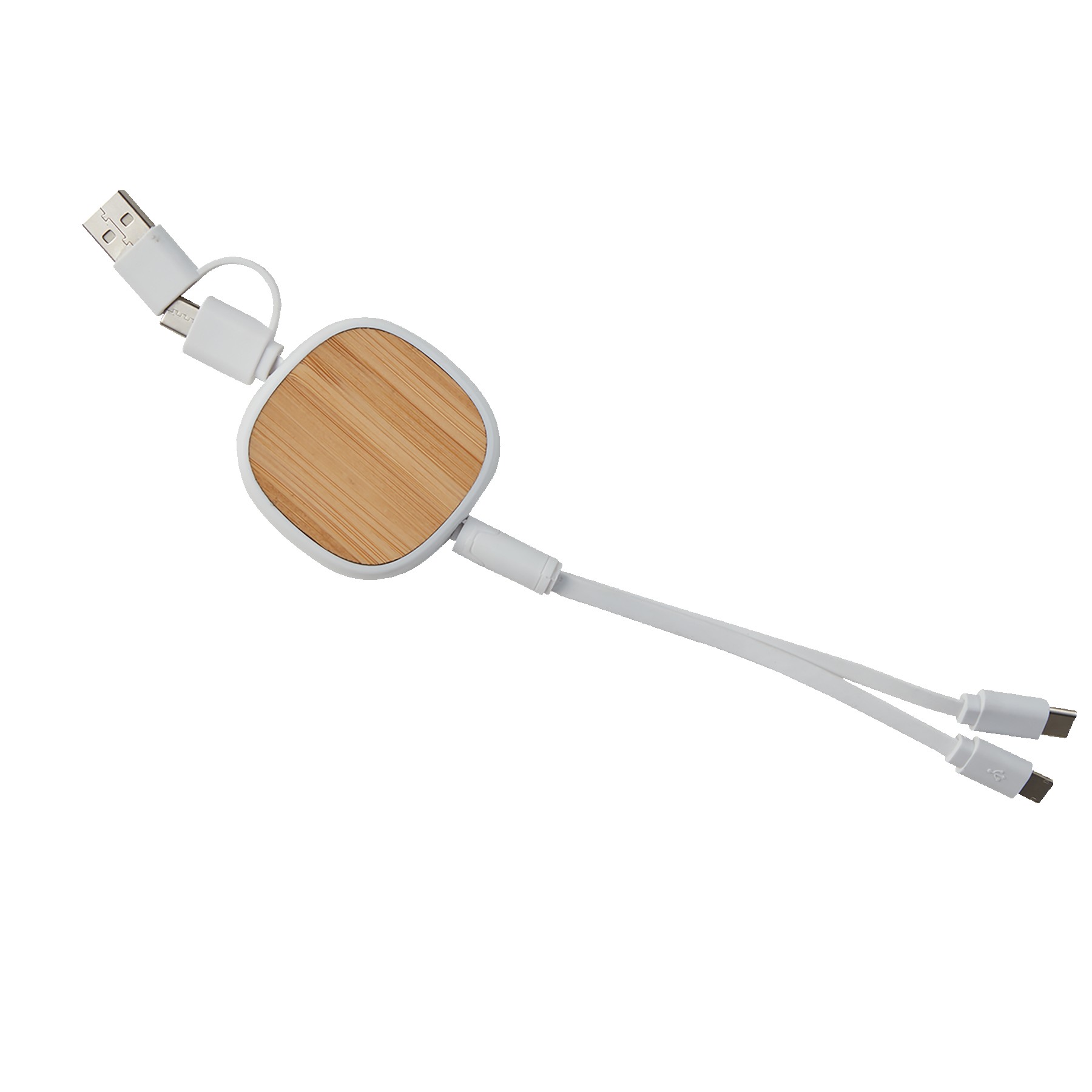 Picture of Dual Input 3-IN-1 Bamboo Retractable Cable