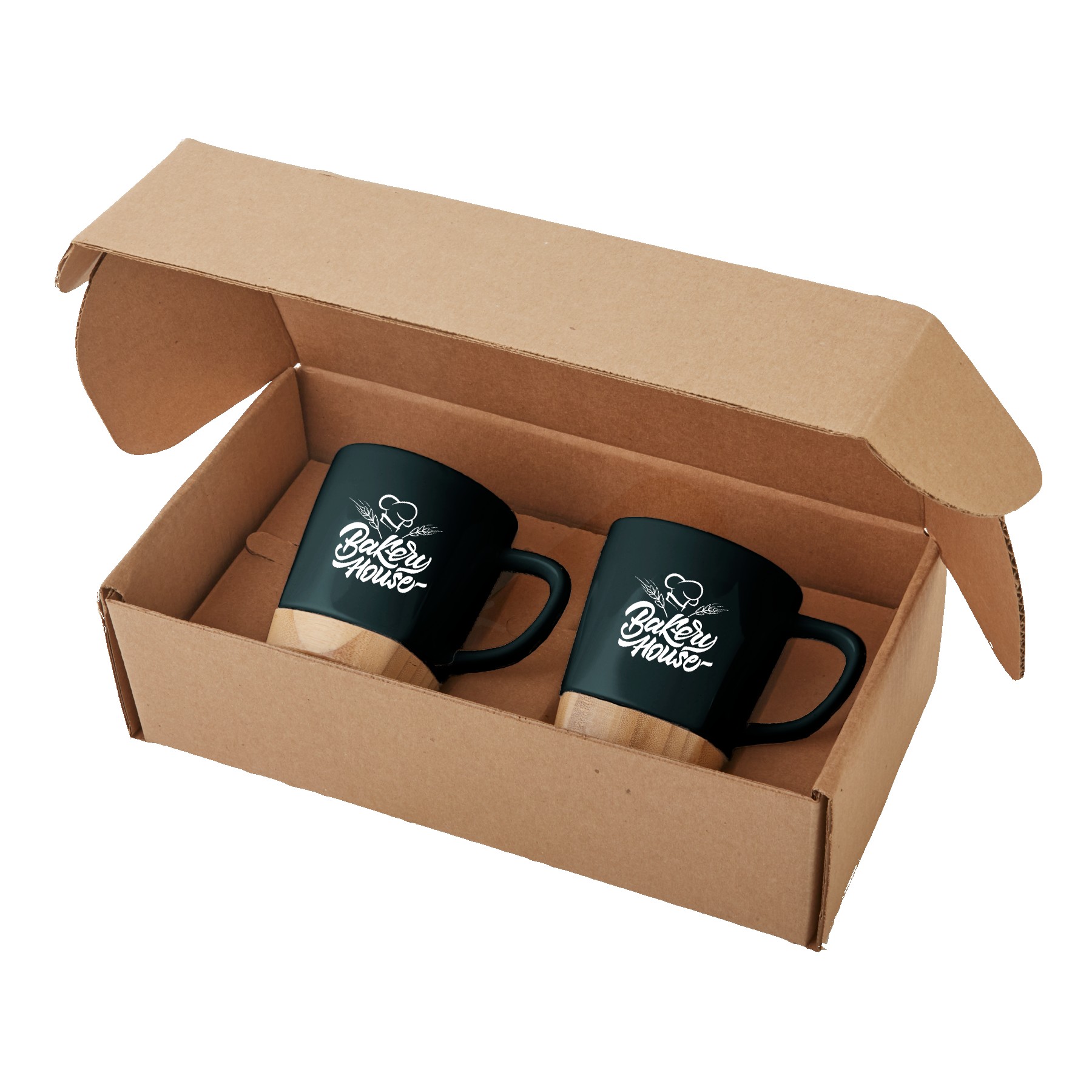 Picture of 11 Oz. Ceramic Mugs w/Removable Bamboo Coaster Gift Set