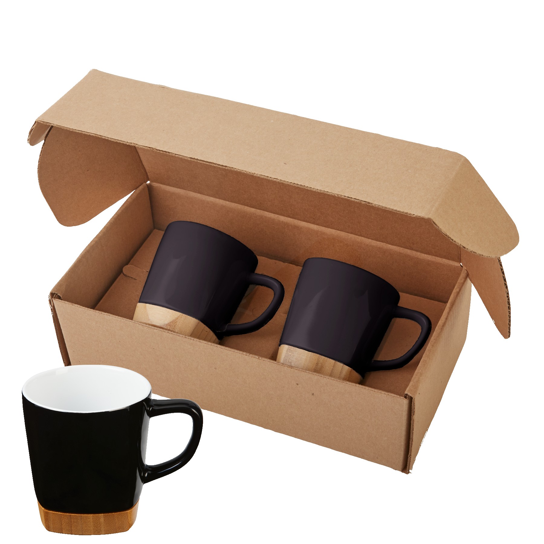 Picture of 11 Oz. Ceramic Mugs w/Removable Bamboo Coaster Gift Set