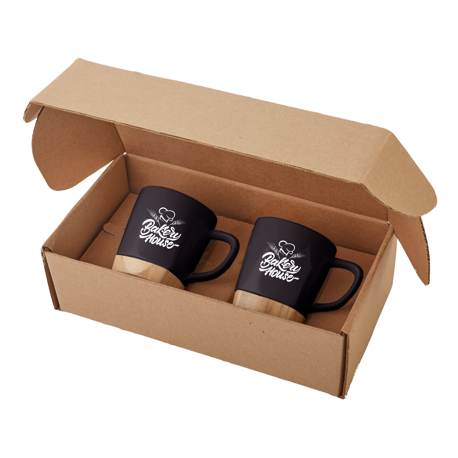 Picture of 11 Oz. Ceramic Mugs w/Removable Bamboo Coaster Gift Set
