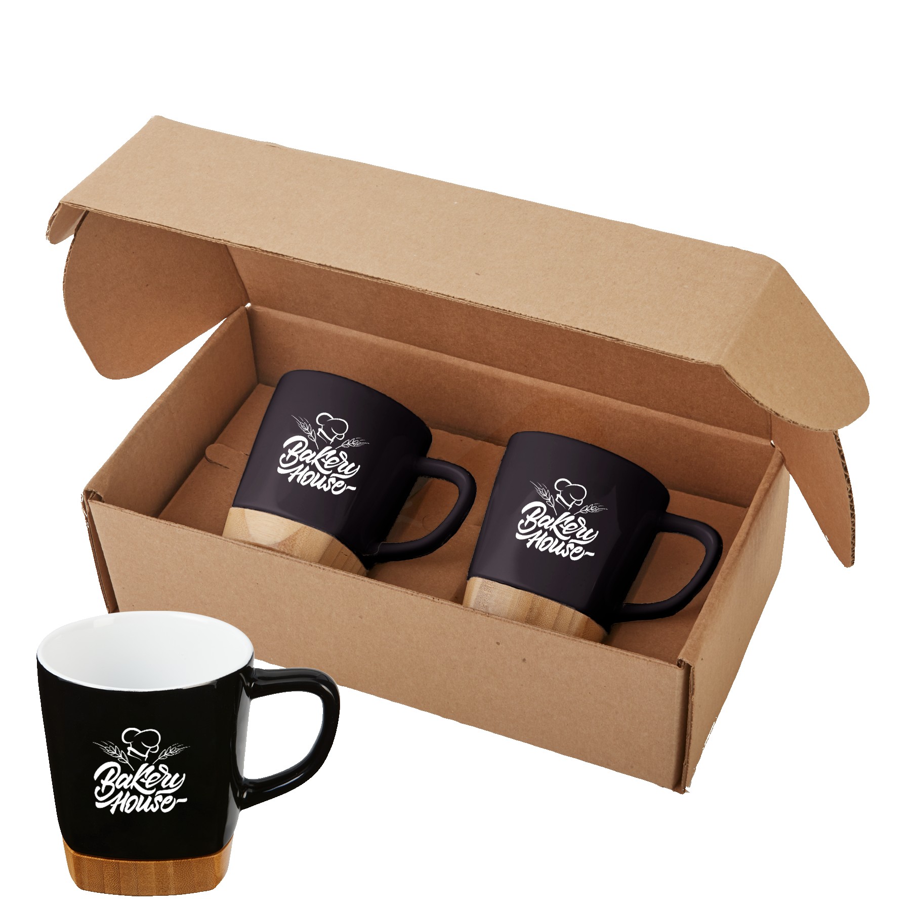 Picture of 11 Oz. Ceramic Mugs w/Removable Bamboo Coaster Gift Set