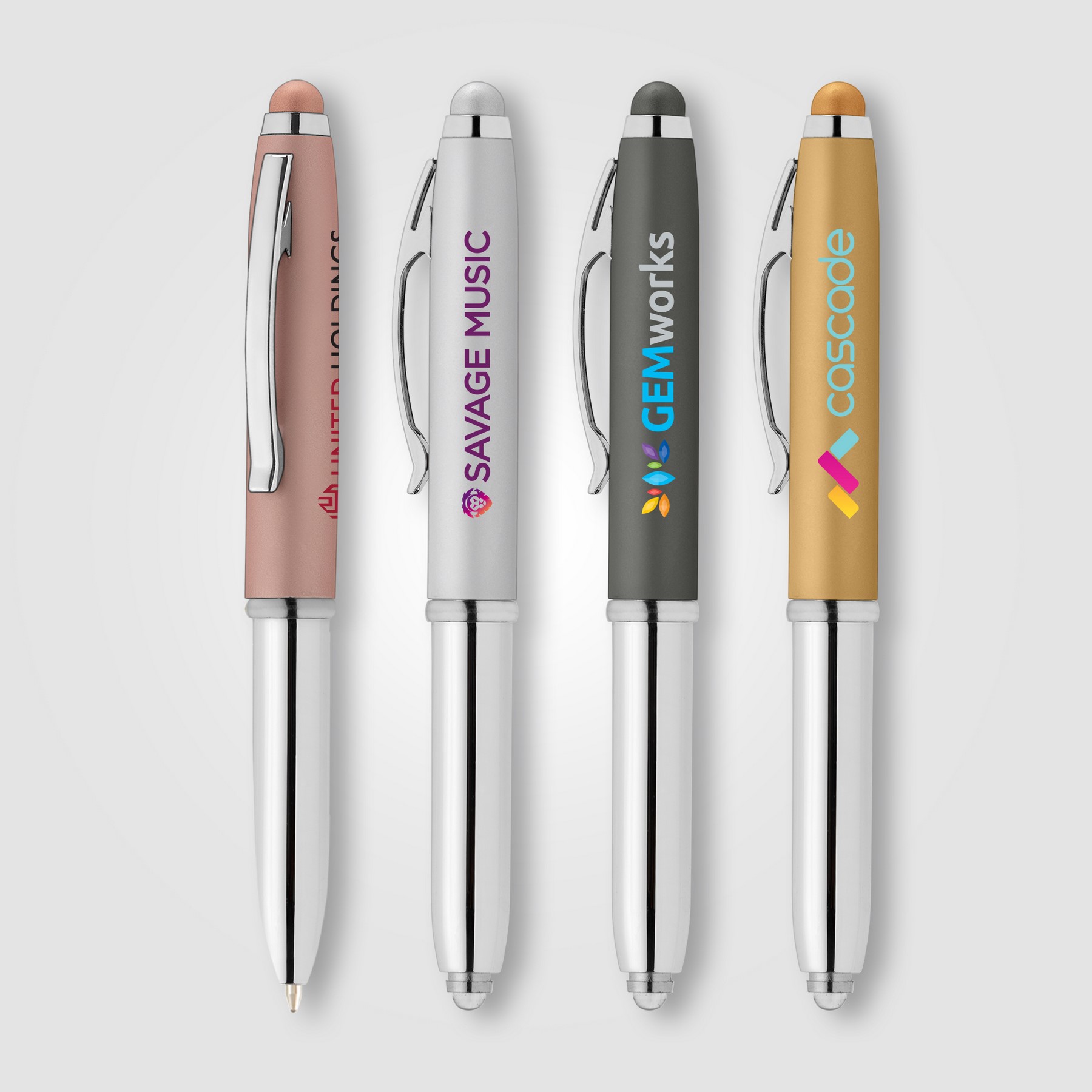 Picture of Vivano Softy Metallic Pen w/ LED Light and Stylus