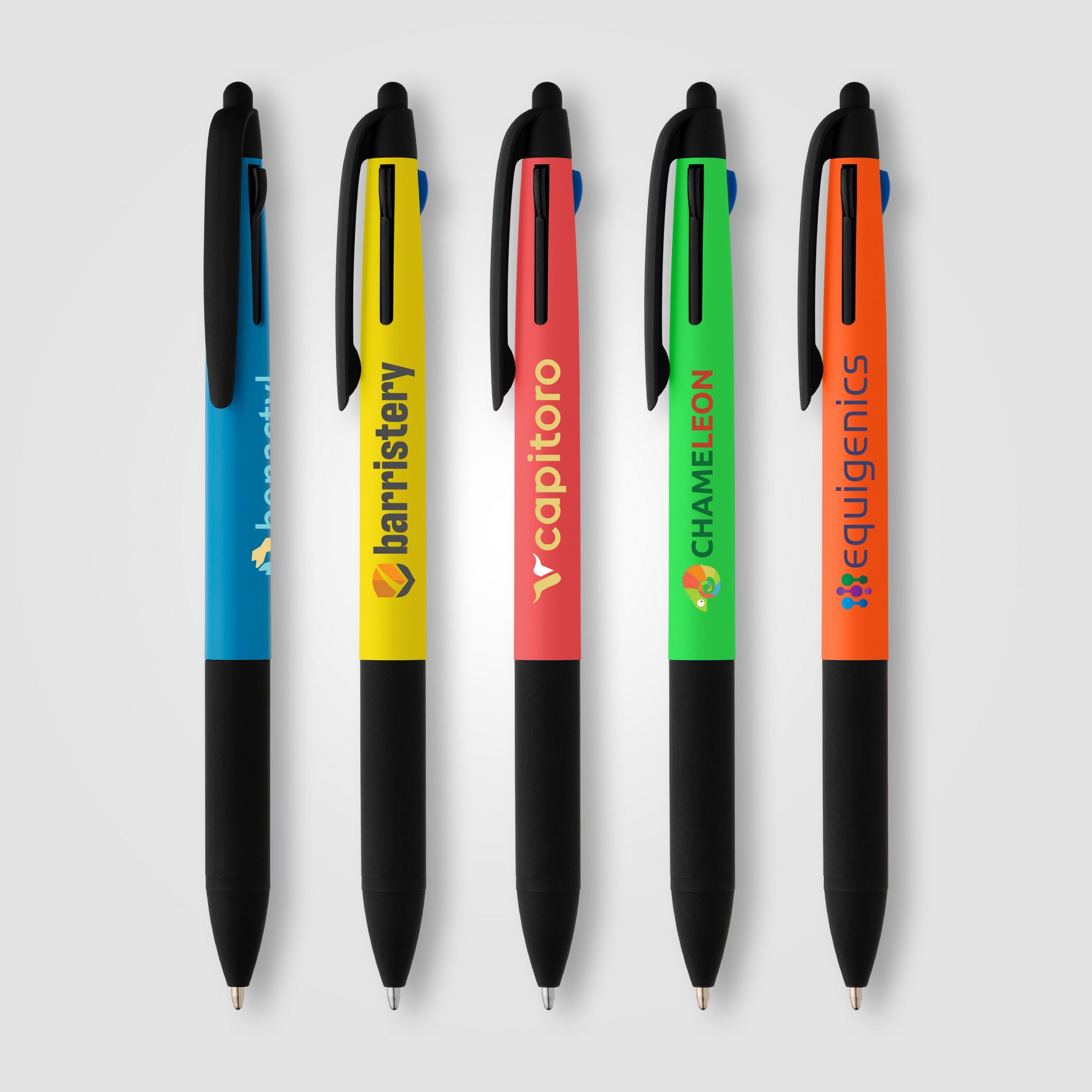 Picture of Malta Recycled Plastic 3-in-1 Stylus Neon Grip Multi-Ink Pen