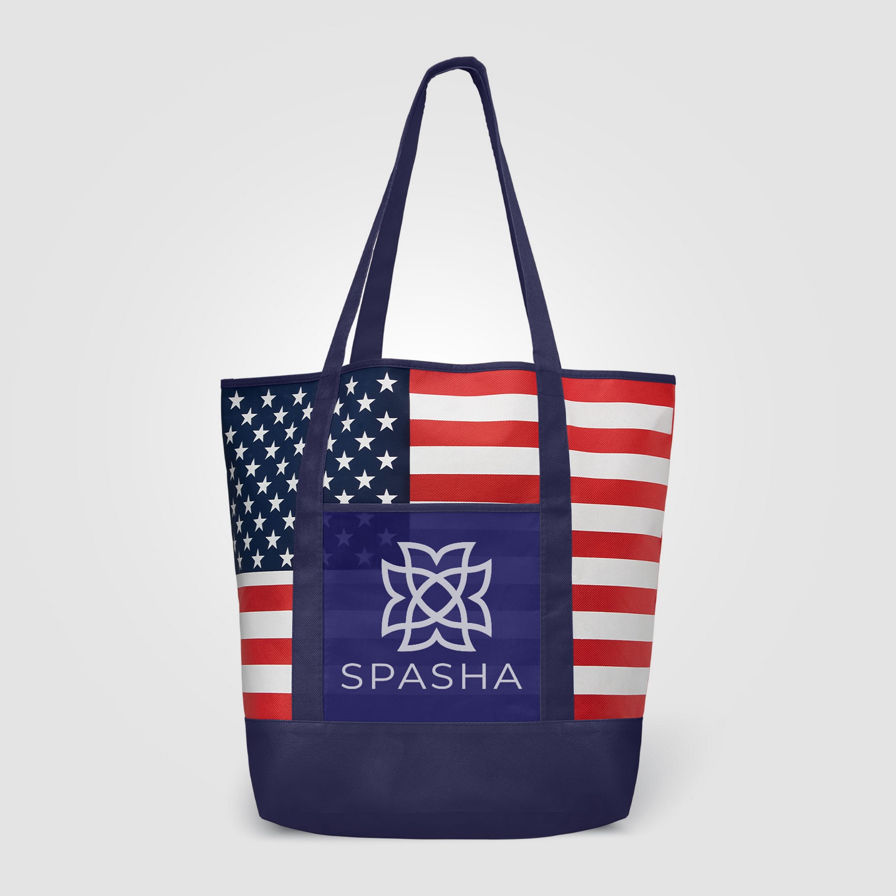 Picture of American Flag Non-Woven Tote Bag w/ 210D Pocket