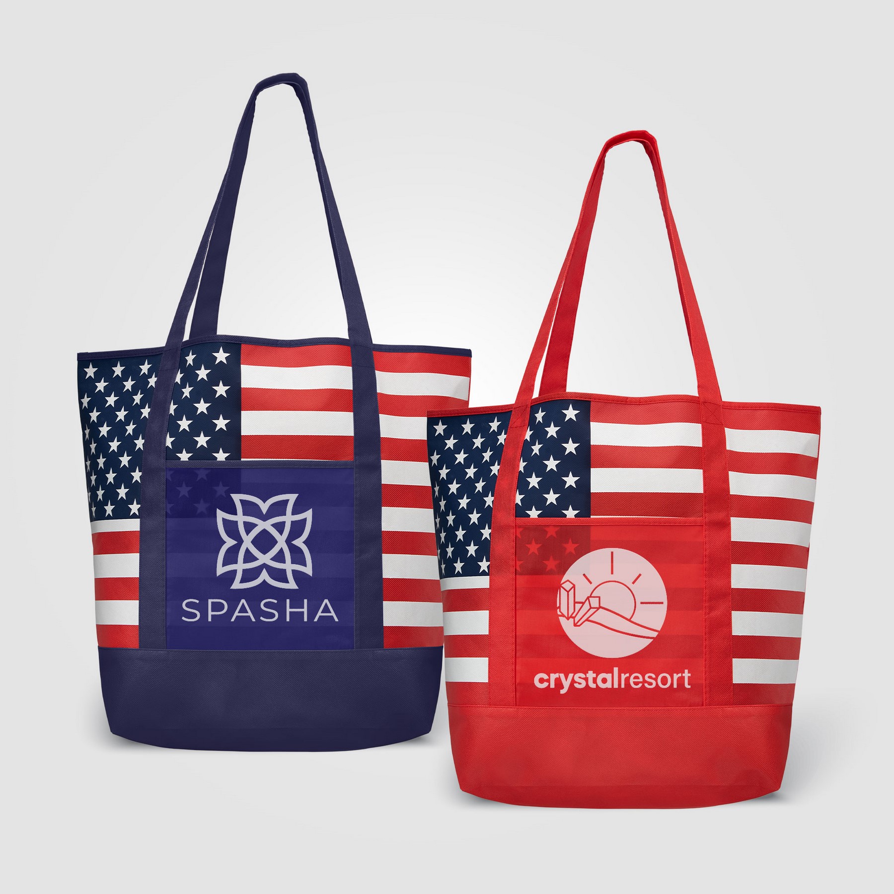 Picture of American Flag Non-Woven Tote Bag w/ 210D Pocket