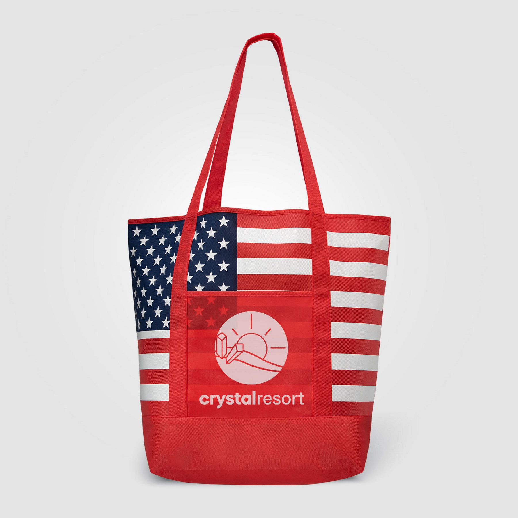 Picture of American Flag Non-Woven Tote Bag w/ 210D Pocket