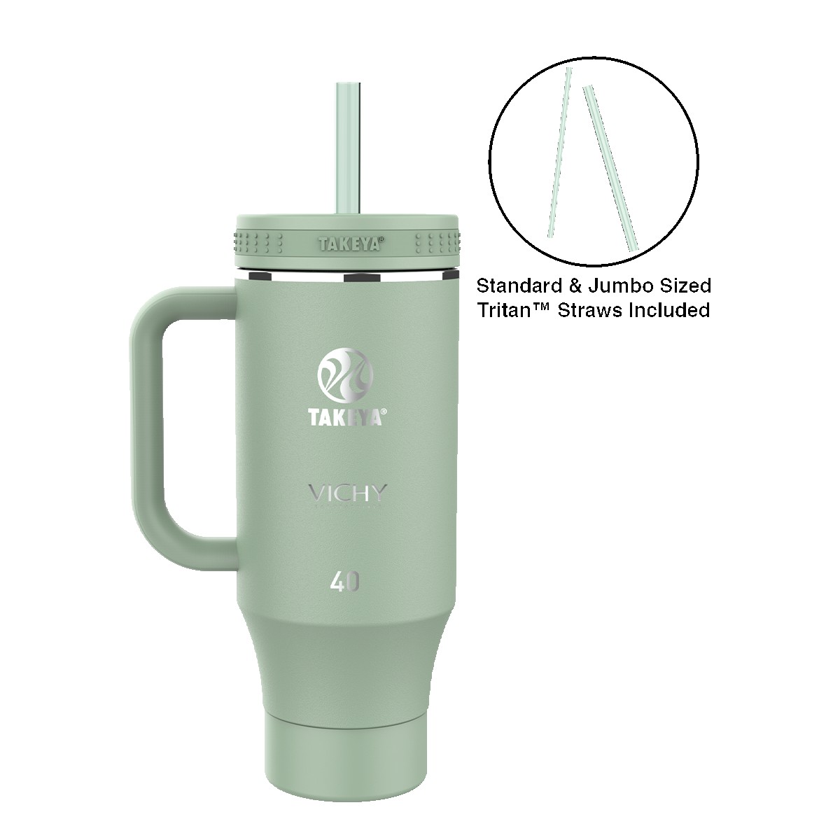 Picture of Takeya® 40 oz. Straw Tumbler with Handle, Laser Standard