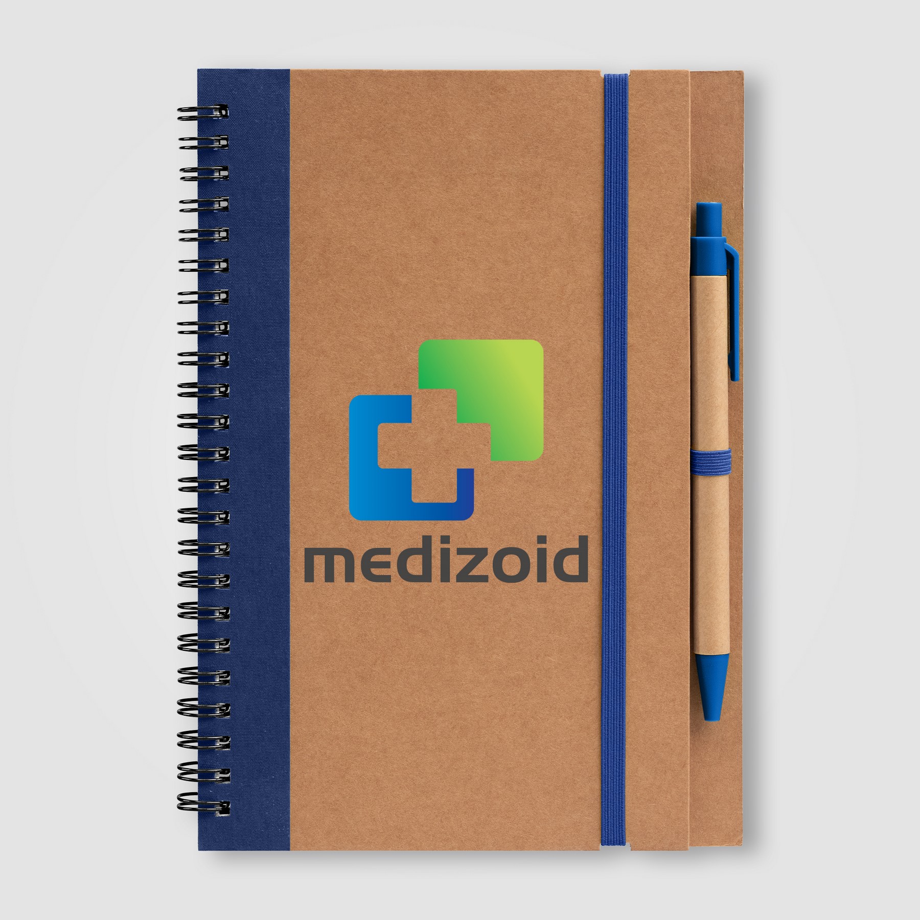 Picture of Kraft Hard Cover Spiral Notebook with Pen