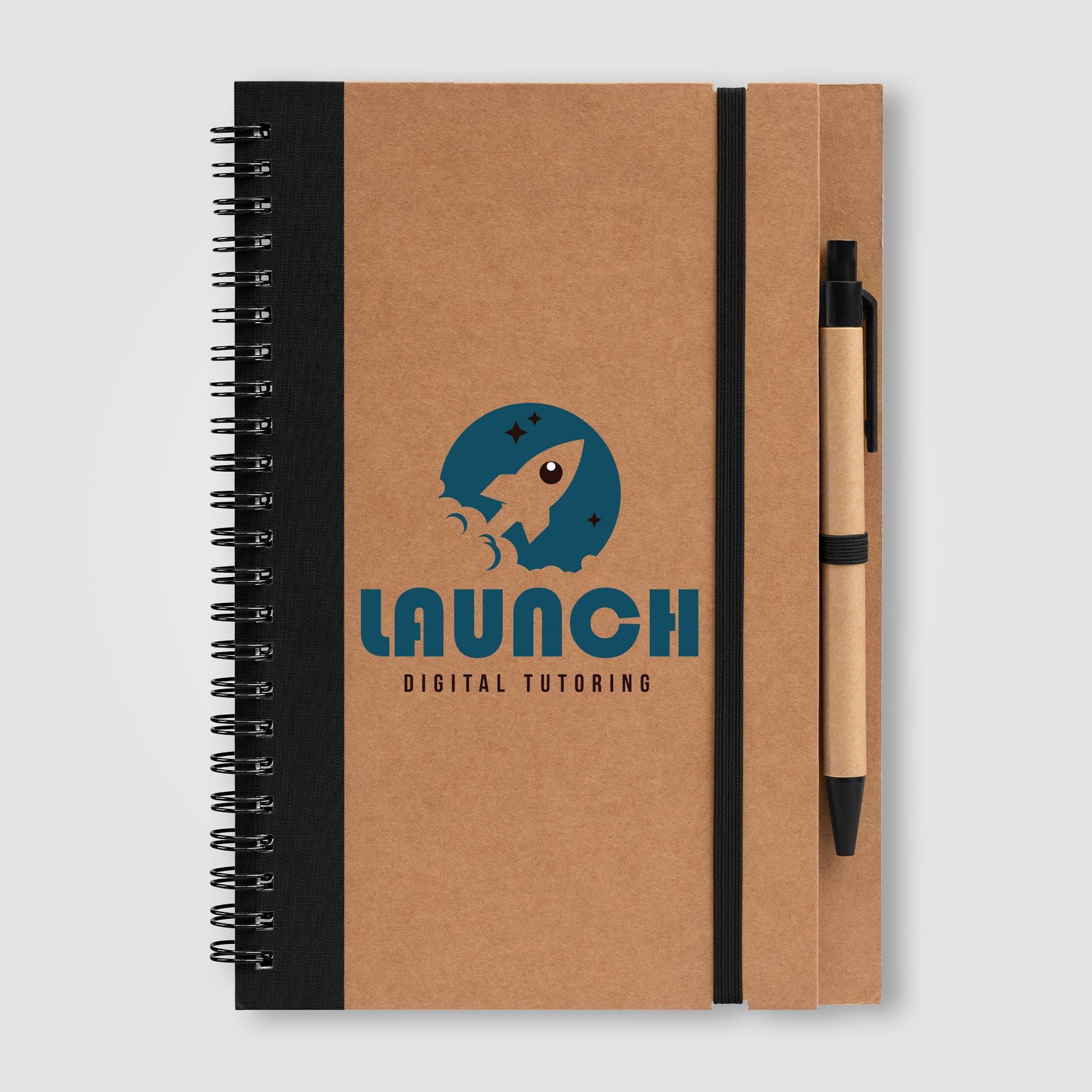 Picture of Kraft Hard Cover Spiral Notebook with Pen