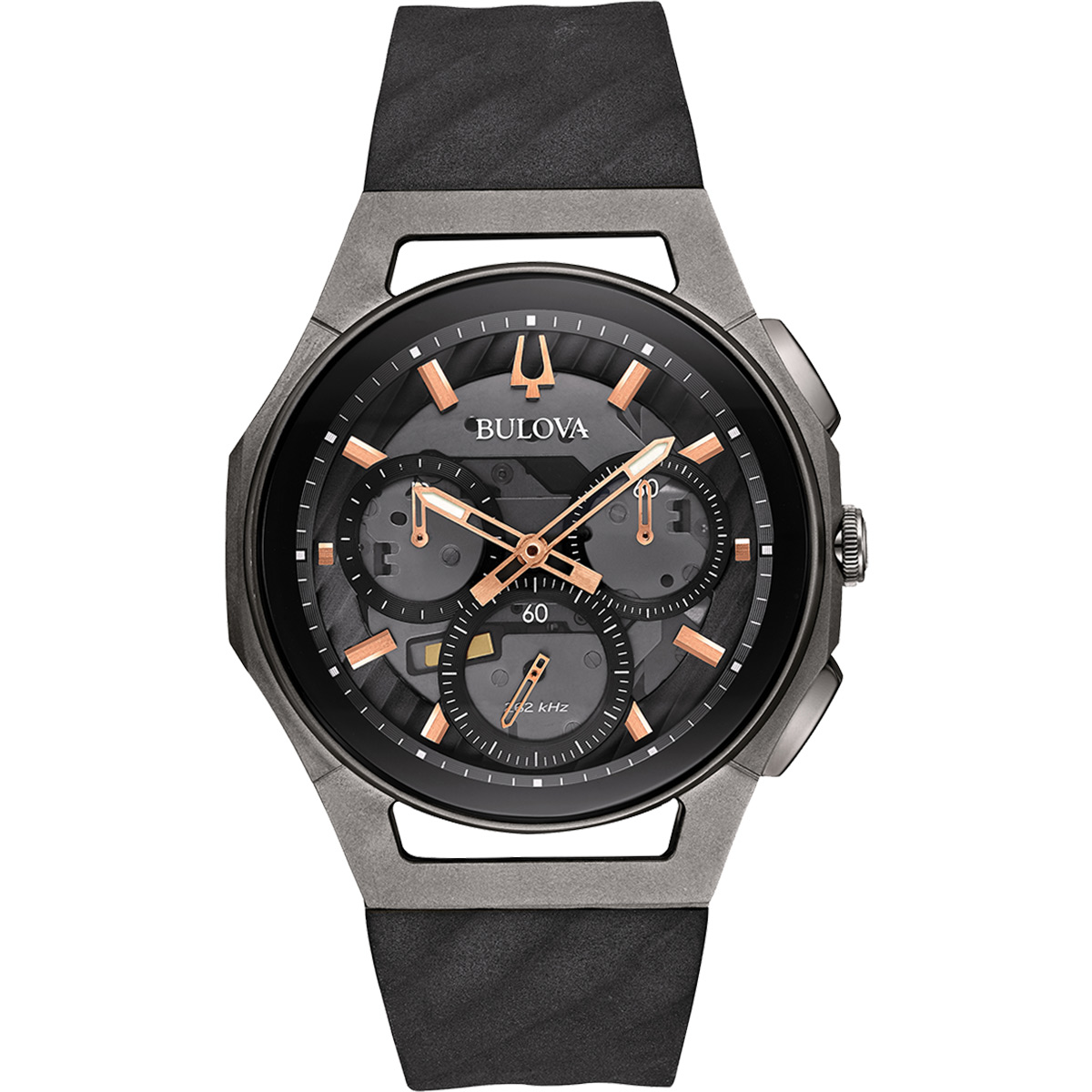 Picture of Bulova Watches Men's Chronograph CURV Black Rubber Strap Watch