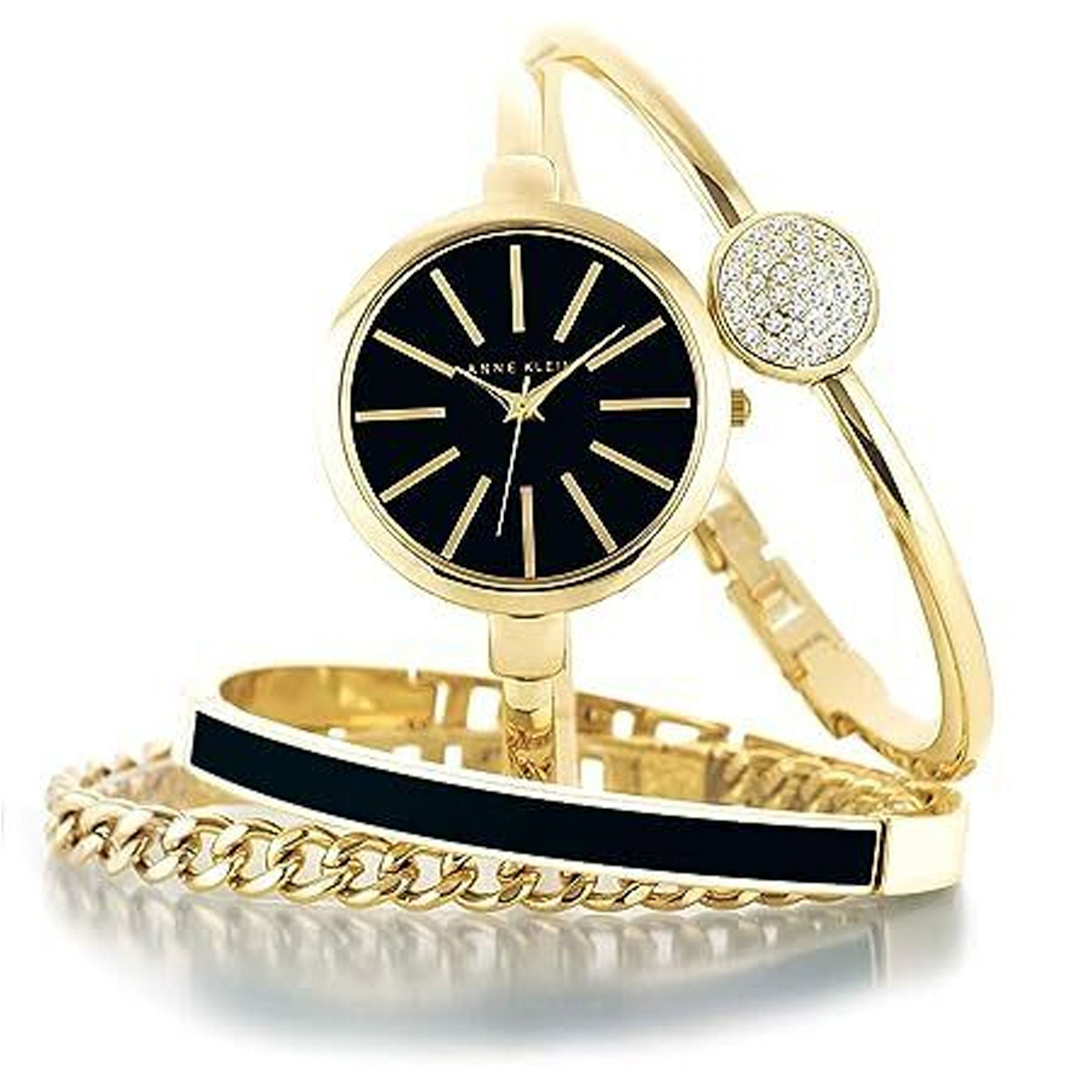 Picture of Anne Klein Women's Interchangeable Gold Bangle Bracelet Watch Set