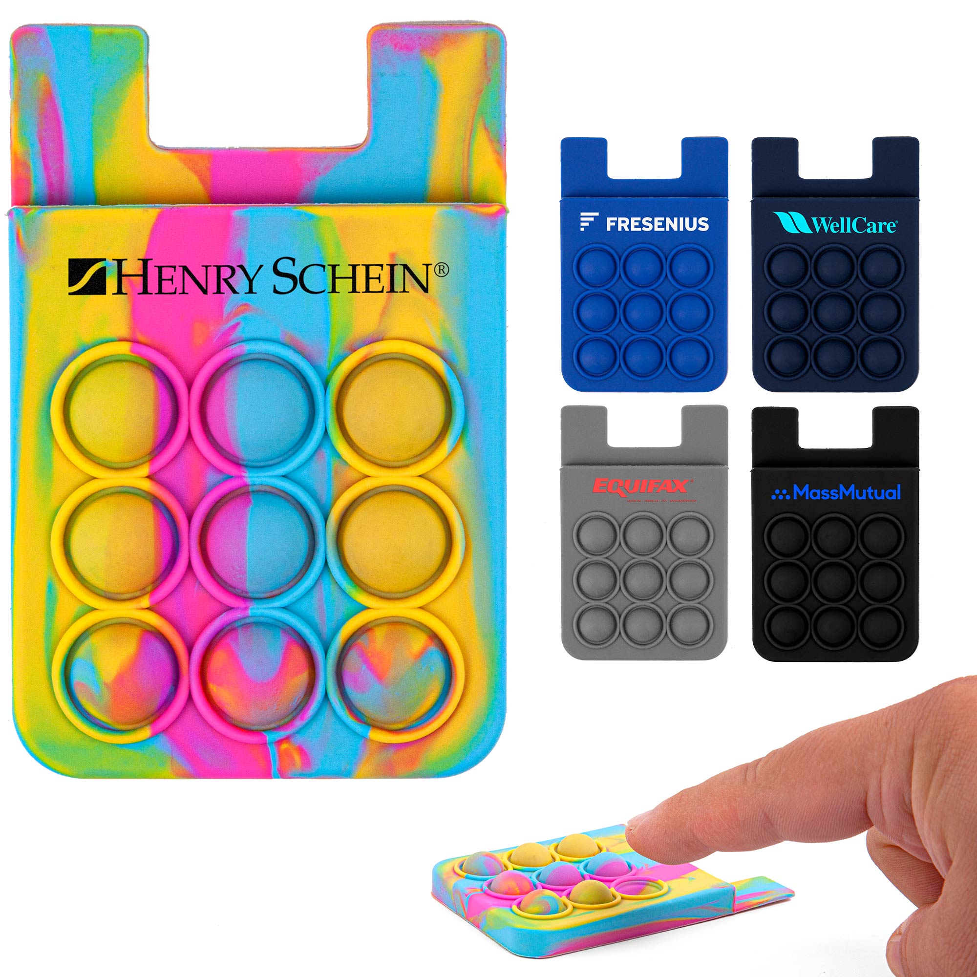 Picture of Popper Stress Reliever Silicone Phone Wallet