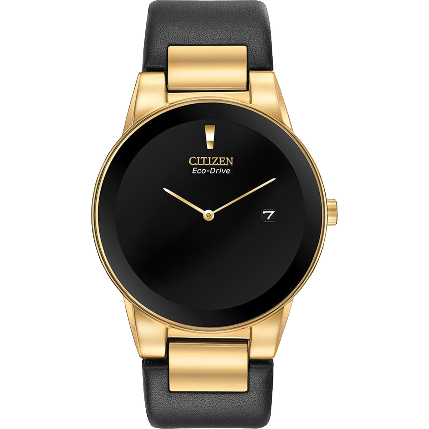 Picture of Citizen® Men's Eco-Drive Watch, Gold-Tone with Black Leather Strap