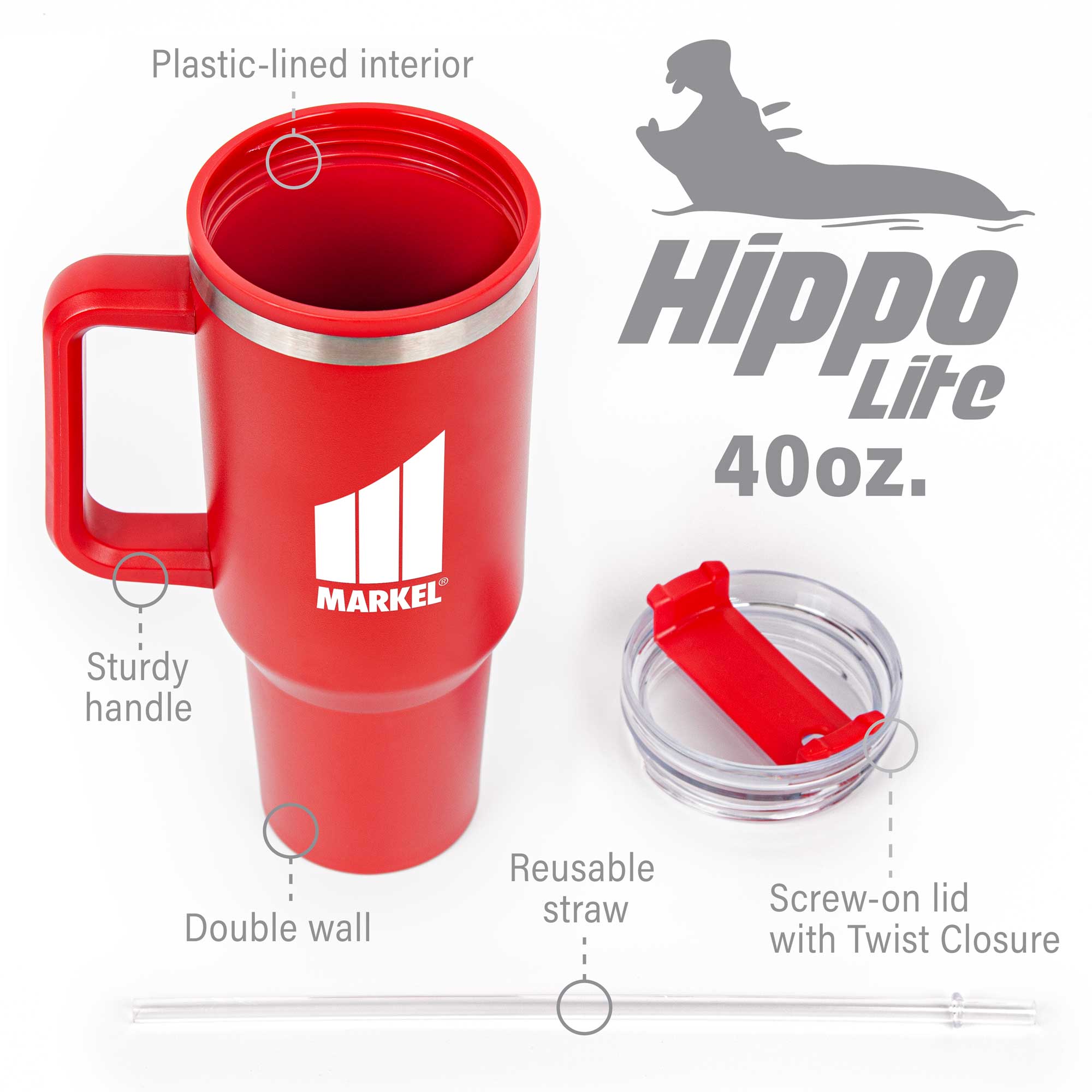 Picture of 40 Oz. Hippo Lite Mug & Straw Lid