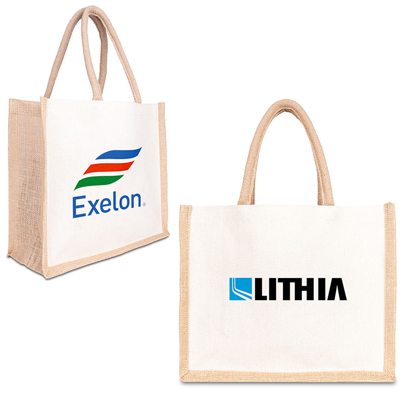 Picture of Jute Cotton Tote w/Webbing Handle