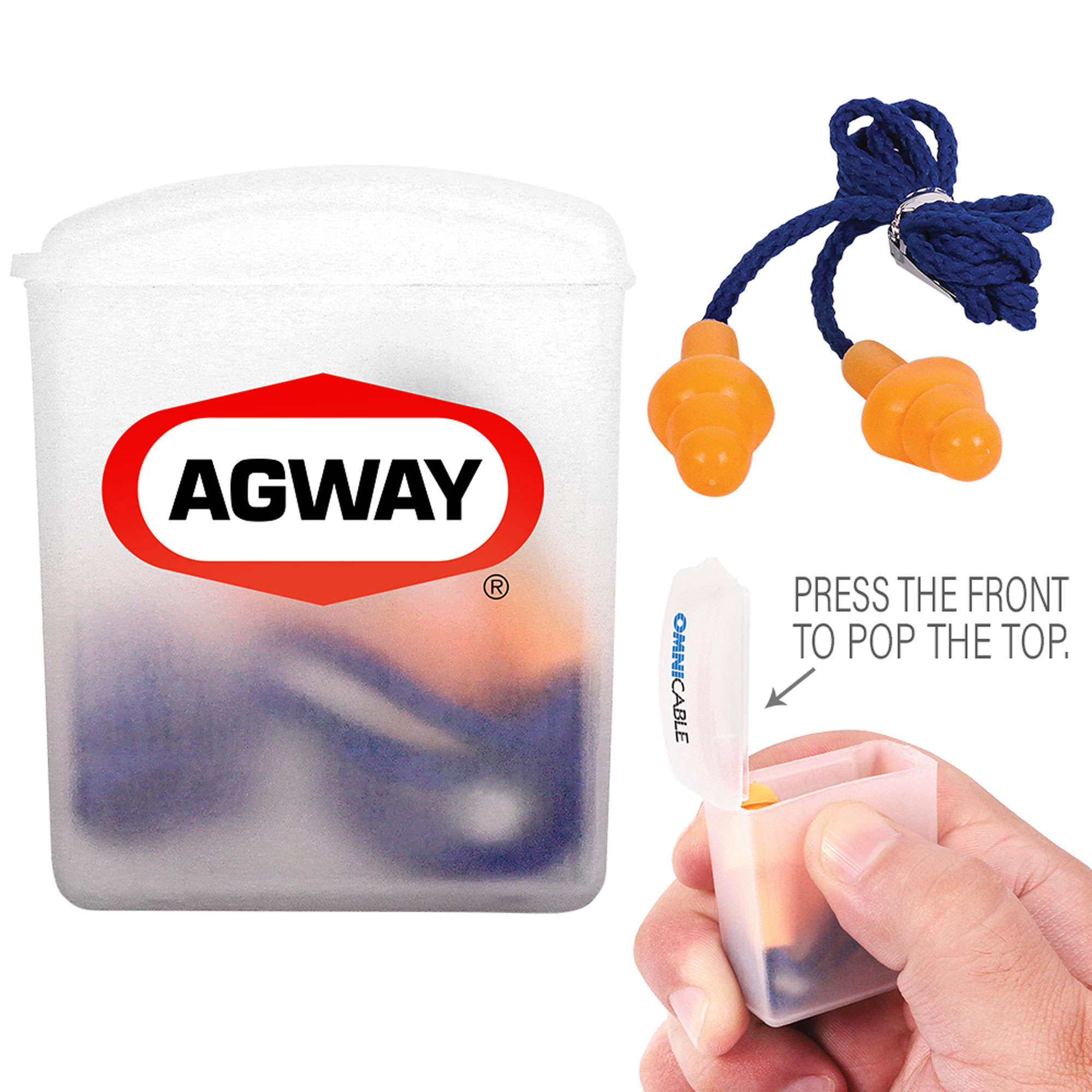 Picture of Silicone Earplugs w/Blue Nylon Cord and Clear Clip Case